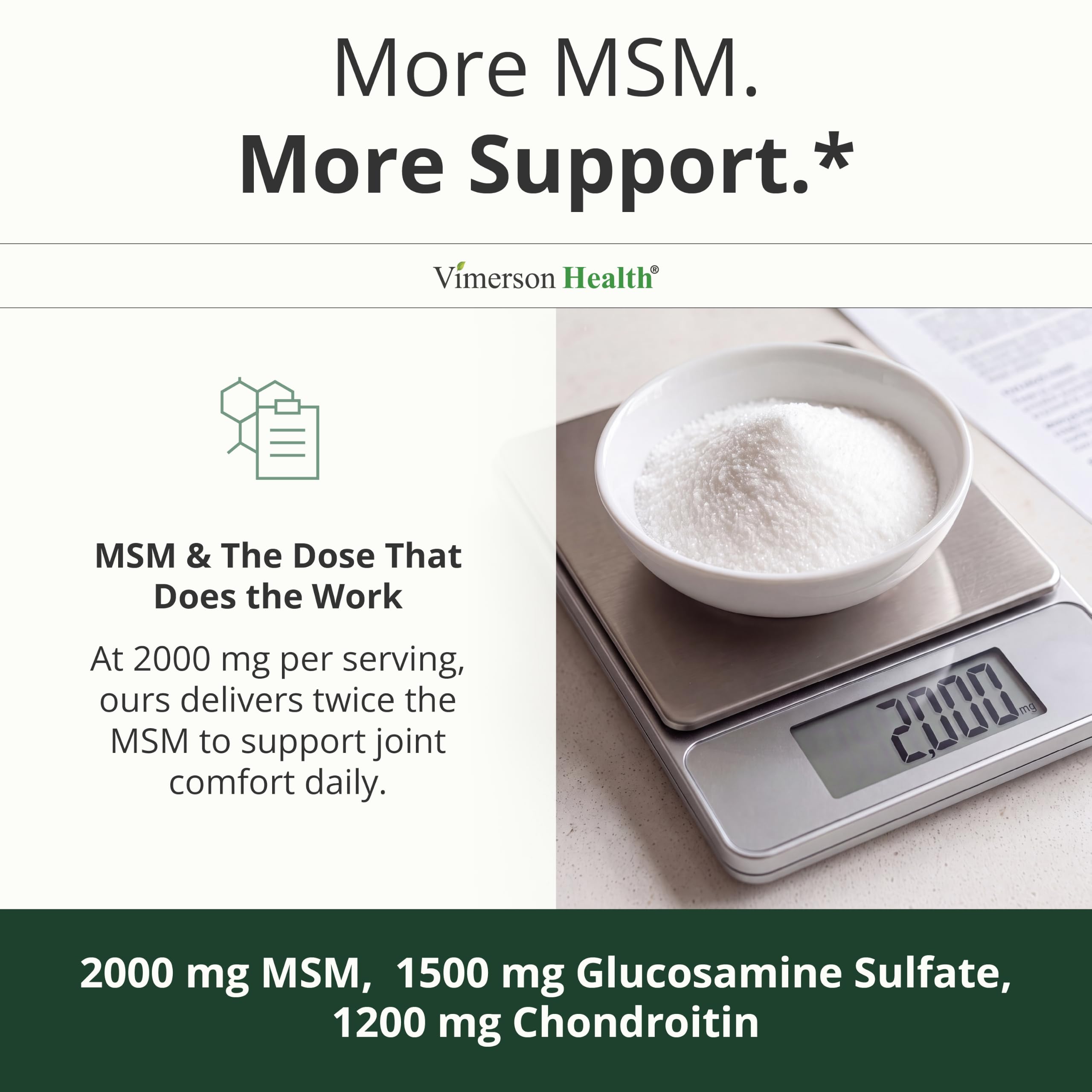 Glucosamine Chondroitin MSM – Potent 2000mg MSM for Joint Support –150 Caps — Amazon image 5