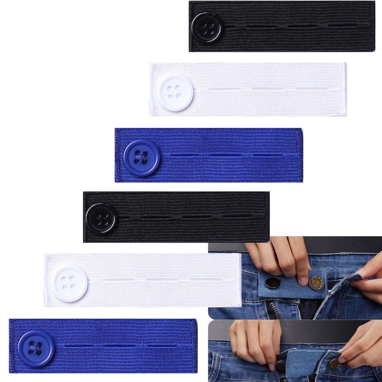 6pcs Trouser Waist Extenders,Elastic Button Extender for Trousers&Jean,Adjustable Waistband Stretcher with Durable Button Covers to Prevent Holes,Bu/tton Ext/ender for Pant Trou/ser,Quick Installation