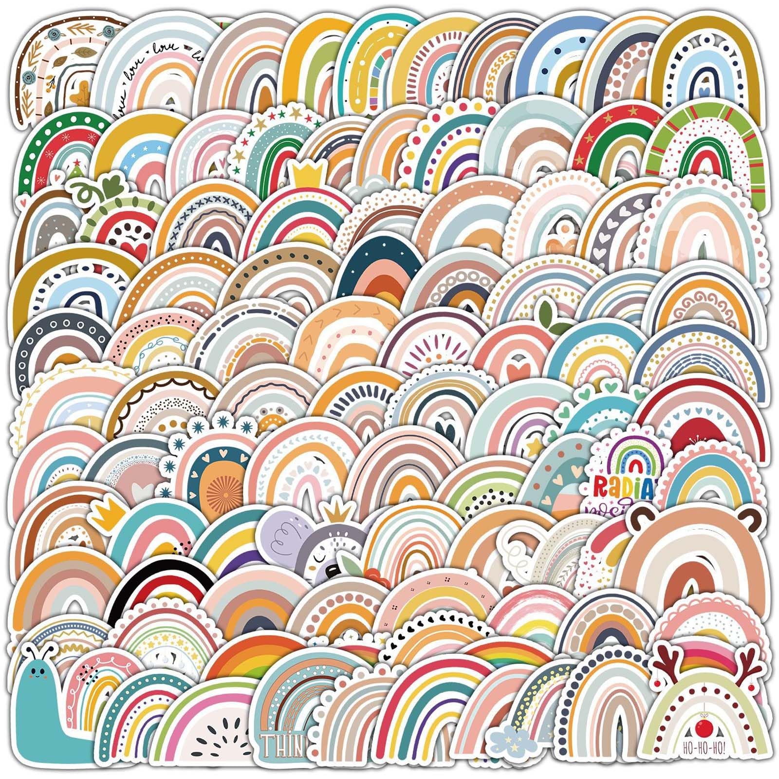 100 Piraso ng Rainbow Vinyl Stickers (6x5cm) - Waterproof Decals Para sa Laptop, Bote ng Tubig, at Telepono