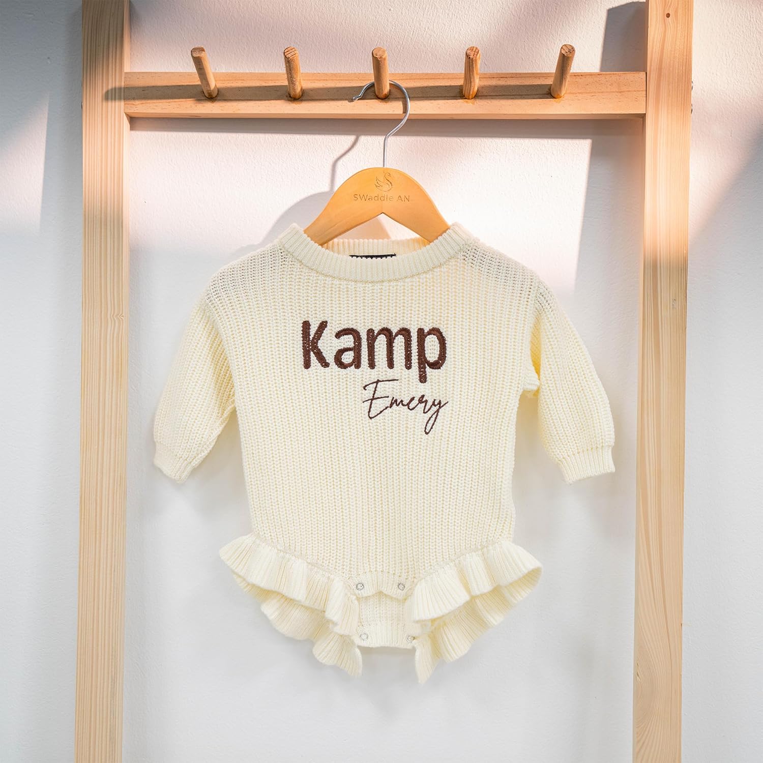 Personalized Chunky Knit Sweater Romper, Custom Baby Name, Embroidered Baby Outfit, Infant One-Piece Keepsake - Image 2