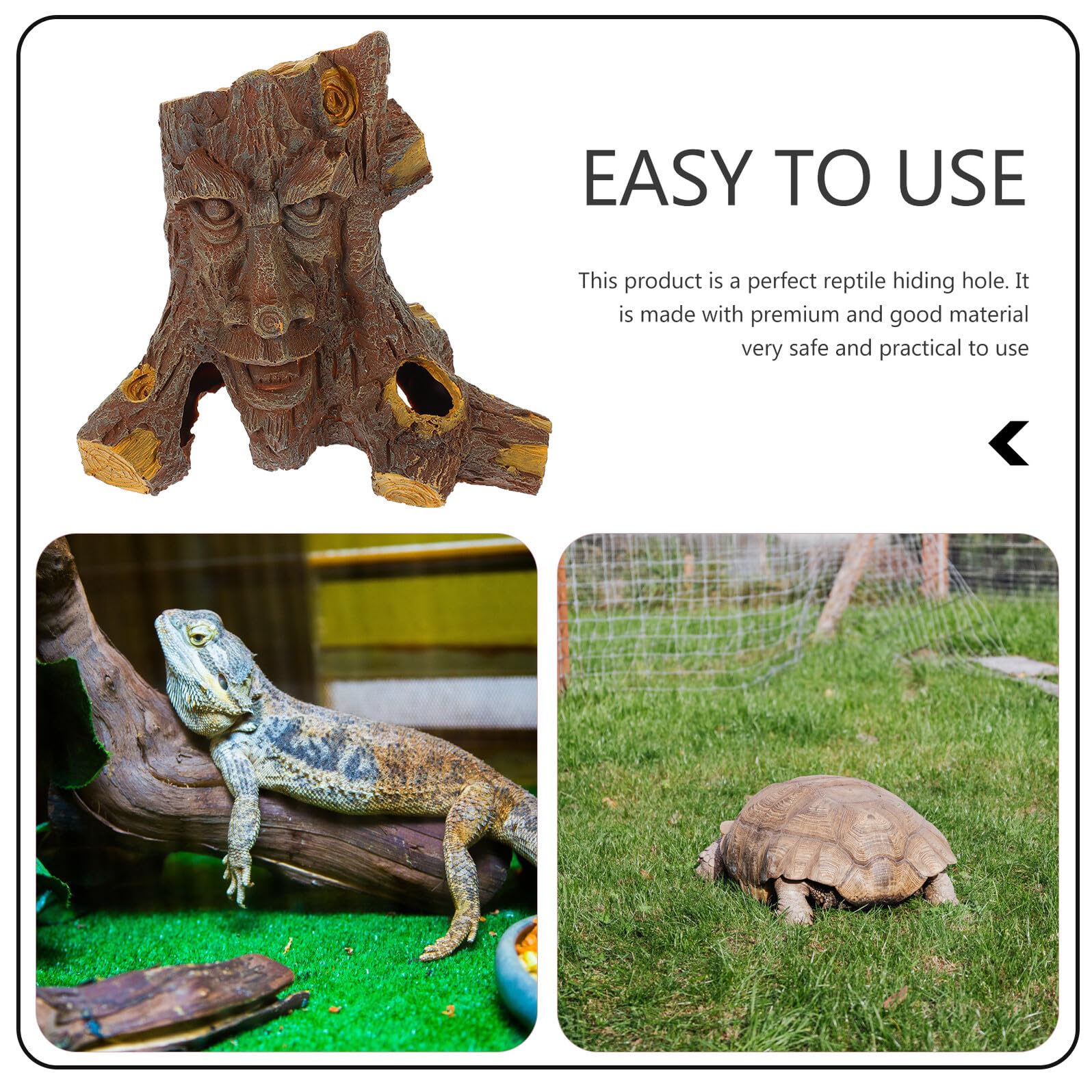VICASKY Cachette en Résine pour Reptiles de Trou d'arbre, Réduit la Lumière du Jour, Décor Sécurisé pour Terrariums d'animaux Rampants