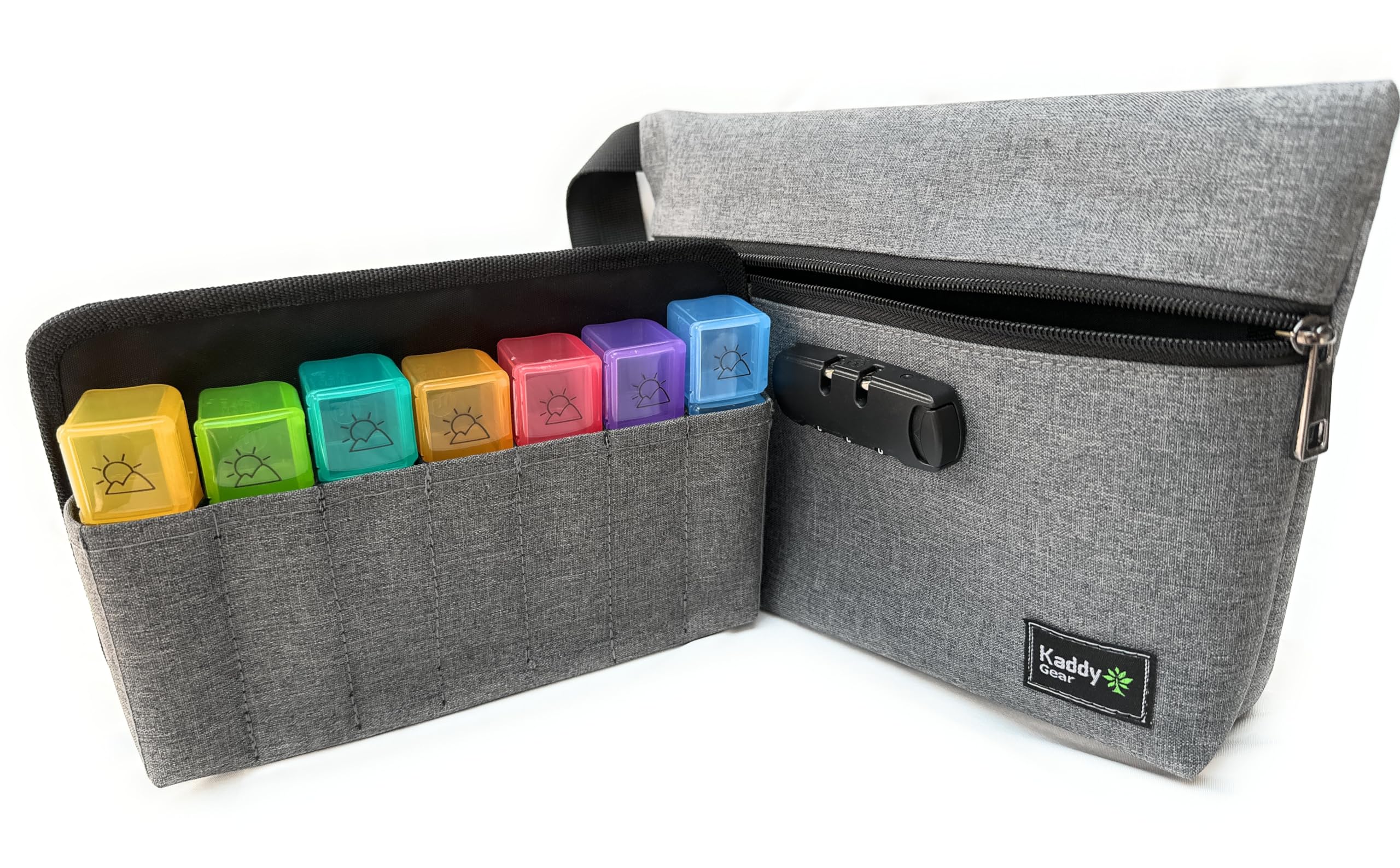 Kaddy Caja organizadora semanal para pastillas AM/PM, (7 días/4 veces al día) portátil con compartimentos grandes para medicamentos, suplementos y vitaminas, bloqueo de 3 dígitos para seguridad
