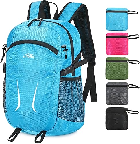 Miniatura 10 de Mochila de senderismo pequeña, mochila de senderismo impermeable de 15 litros, plegable, ligera, mochila de viaje para mujeres y hombres, Gris,