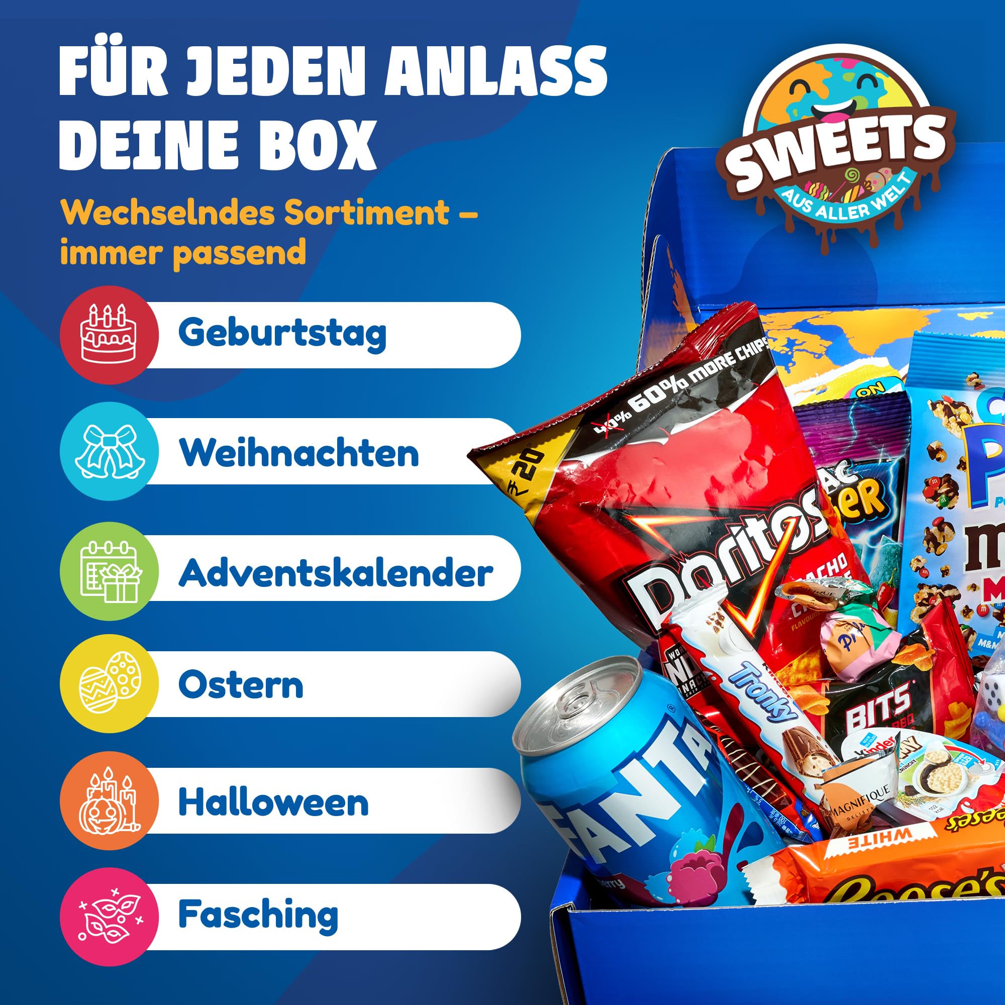 Amerikanische Süßigkeiten Box mit Dubai Schokolade, Schokobons Crispy - American Candy Box (XXL)