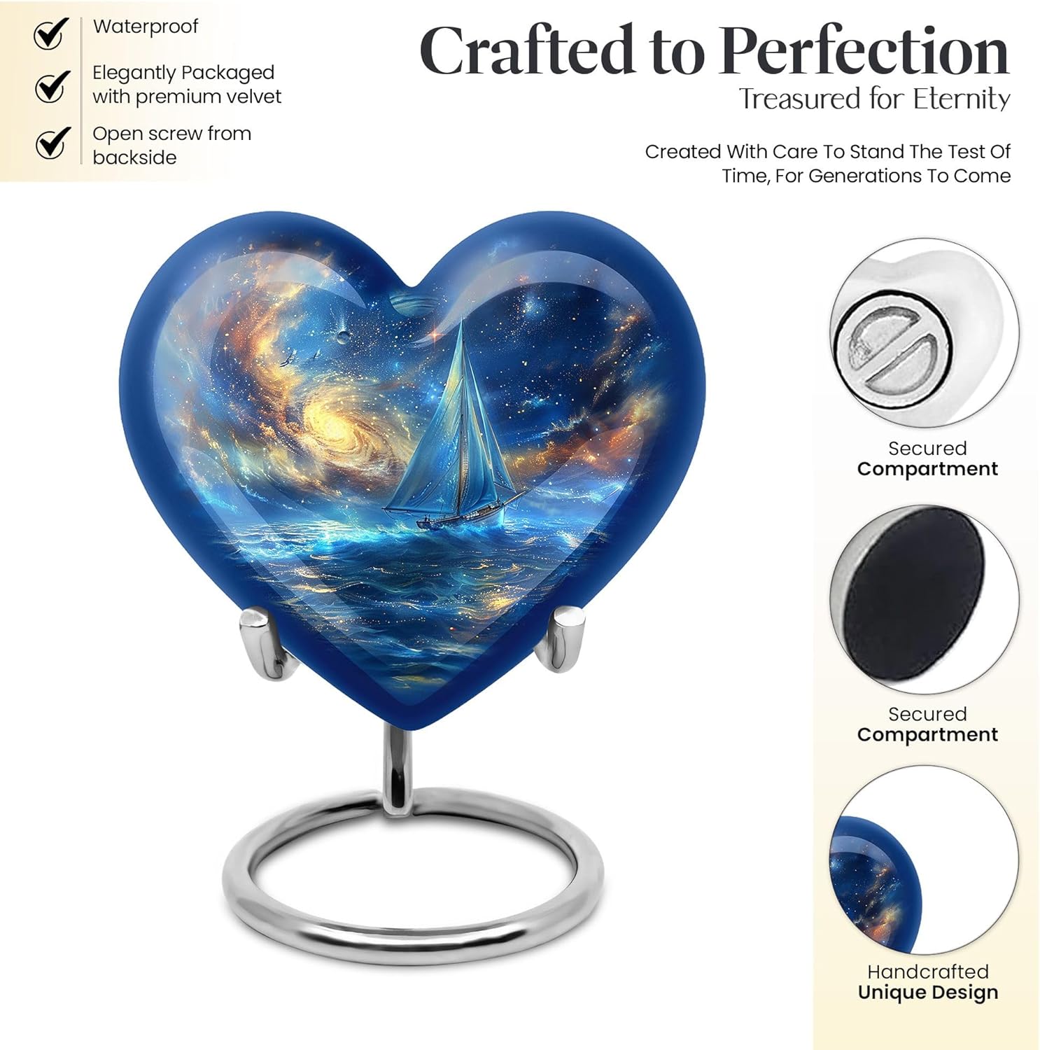 Ship Urn - Cremation Urns for Human Ashes Adult - Urn for Ashes Adult Male - Funeral Urns for Ashes - Burial Urn for Adult - Urn for Ashes Memorial - Unique Urn for Ashes for Women 8 Inch
