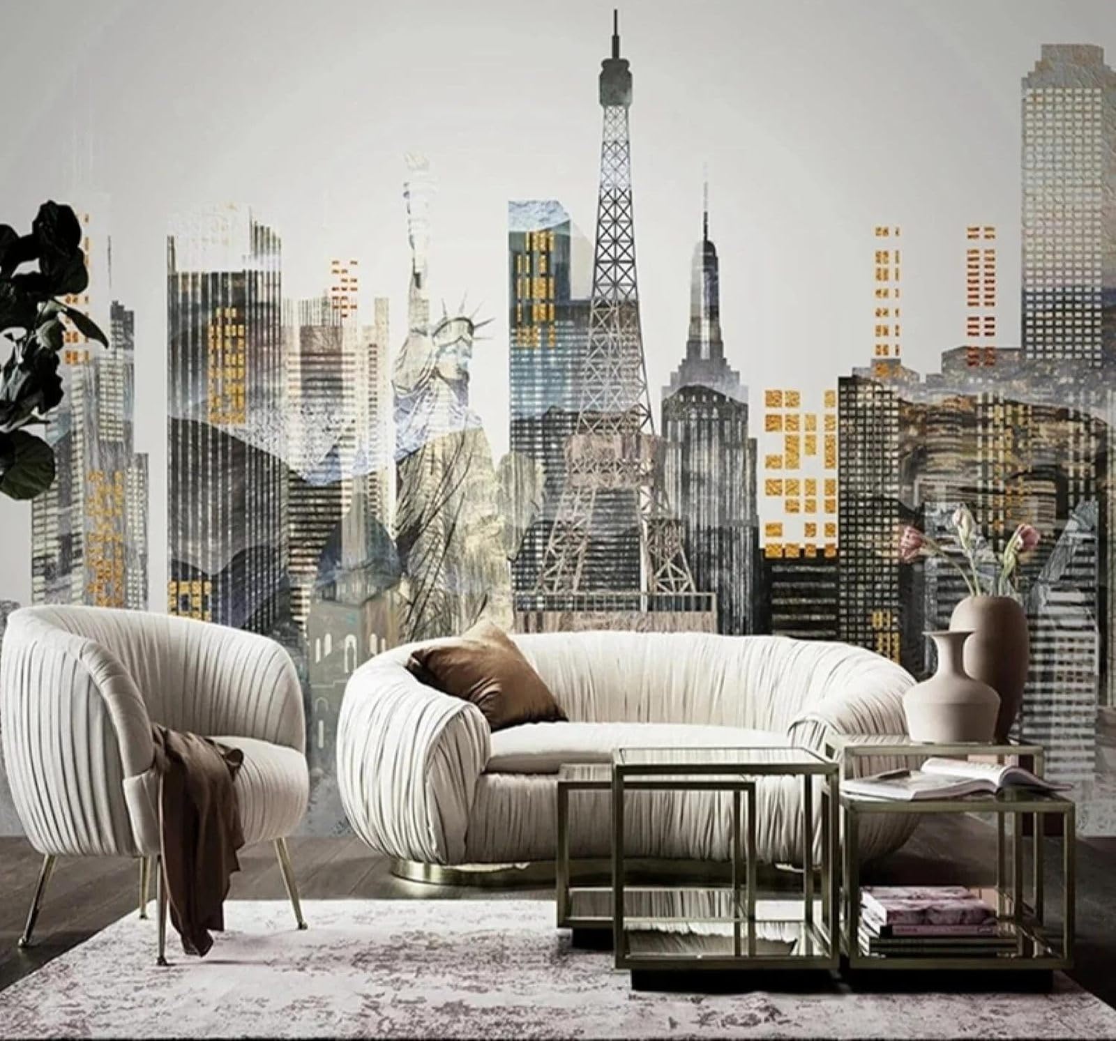 Xlming 250Cm×170Cm(B×H) Abstract Retro Urban Architecture Statues Patterns 3D Wallpaper Luxury Home Dining Decor Paste Sofa Living Room The Wall For Bedroom Mural-250Cm×170Cm