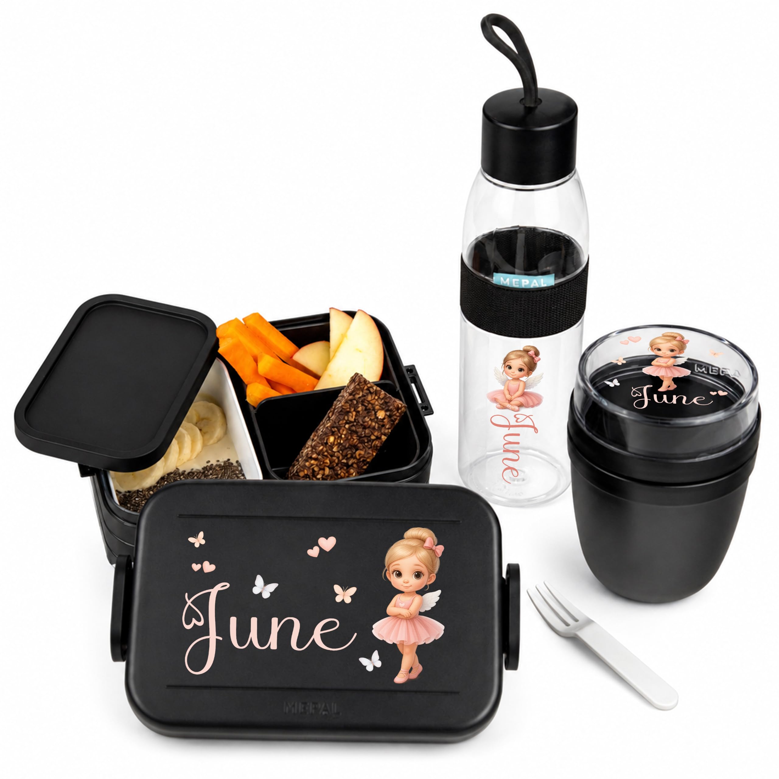 Mepal Personalisierte Brotdose Trinkflasche | Tanzen Ballerina Engel Motiv