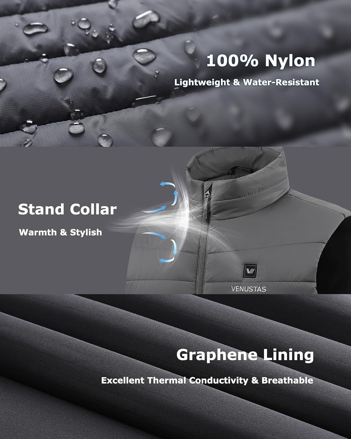 Venustas Men's Heated Vest with Battery, Lightweight Quilted Vest for Men - Image 4