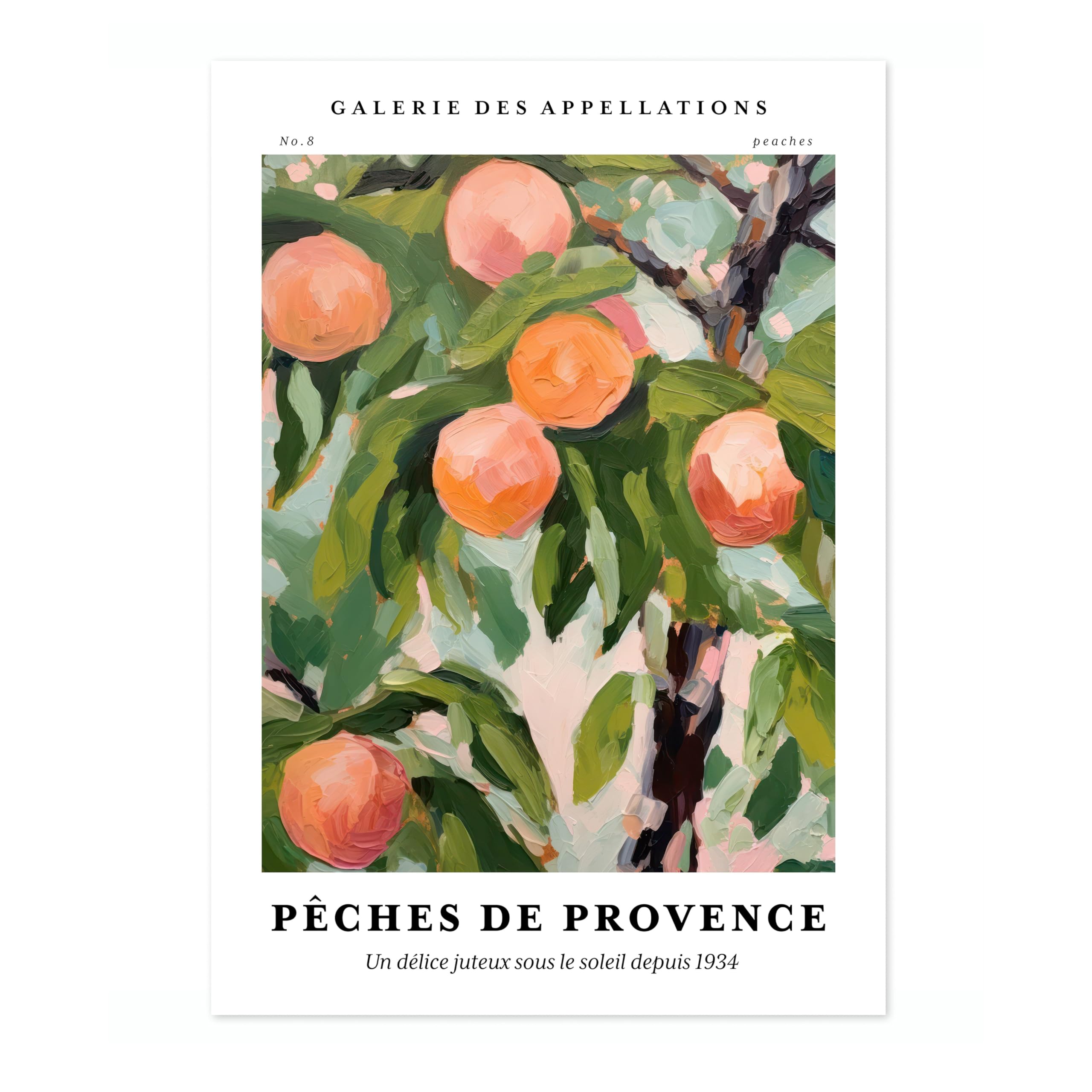 Peaches - Provence Minimalist Abstract Poster Colorful Floral Prints Aesthetic Painting Modern Bedroom Bathroom Wall Decor, Archival Matte, 50x70cm (Print Only) - 50x70cm