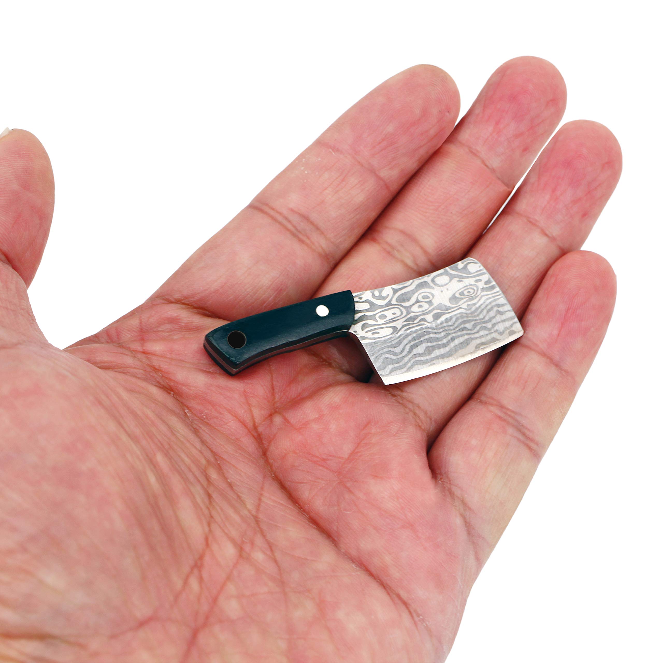 Miniature Gadgets Pocket Knife Collection, Eastern Delights EDC Tiny Multifunction Tool Pendant Decoration (Black Damascus Pattern)