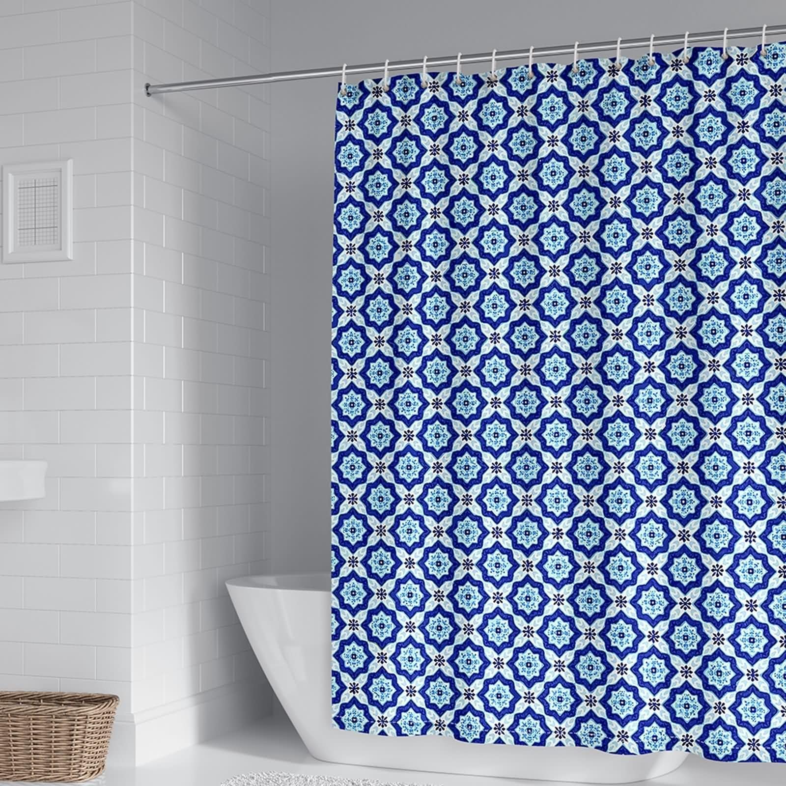 Rideau de douche imperméable KnSam bleu 300x200cm avec anneaux de fixation