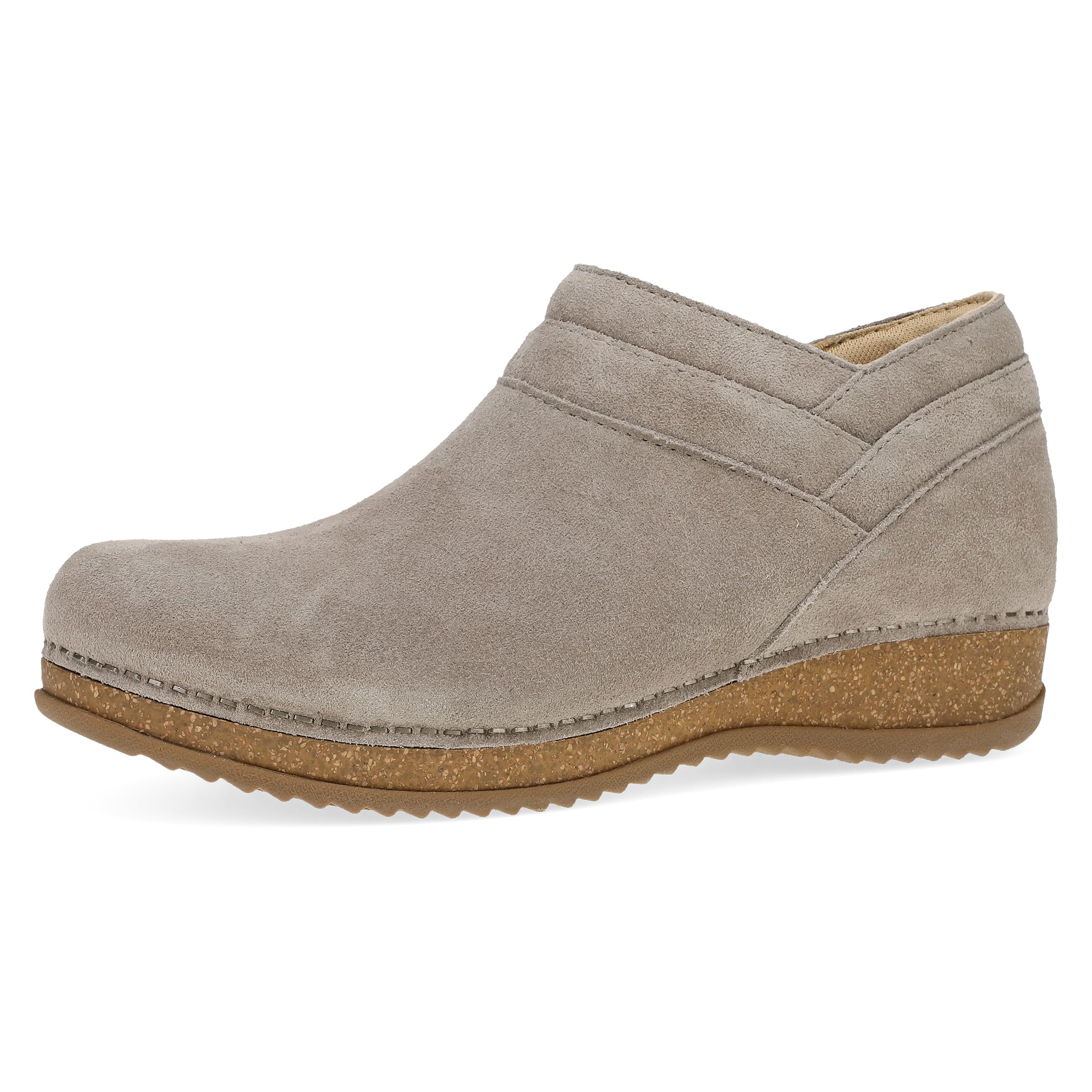 Dansko Muriel Womens Quilted Suede Ankle Bootie Cozy Slip-On Boot with Cushioned Cork Midsole and Lightweight Rubber Outsole