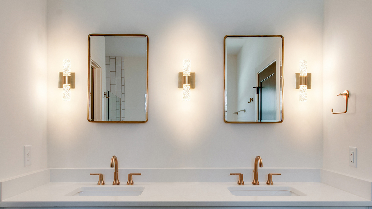Image of Crystal LED Wall Sconces Set of 2, Brushed Gold Bathroom Light Fixtures, Modern Bathroom Sconce Lights with Wired LED for Bedroom,Living Room,Hallway | Gold Vanity Wall Lighting & Crystal Wall Decor
