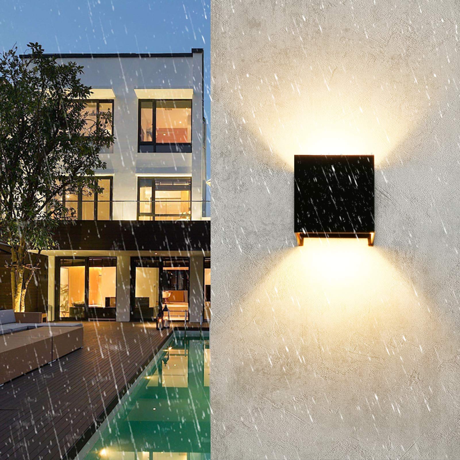 Klighten 2 * 9W Appliques Murales Interieur/Exterieur, Nior