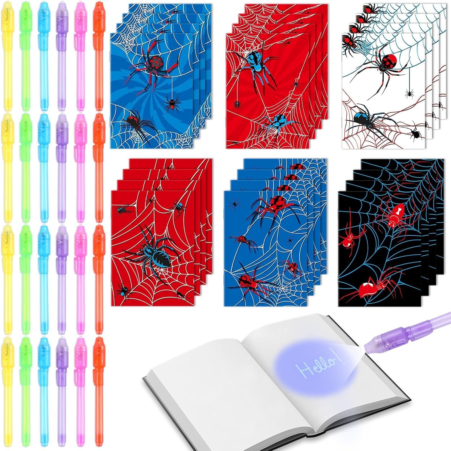 Amazon.com: 48Pcs Spider Party Favors Notepads with Invisible Ink Pens ...