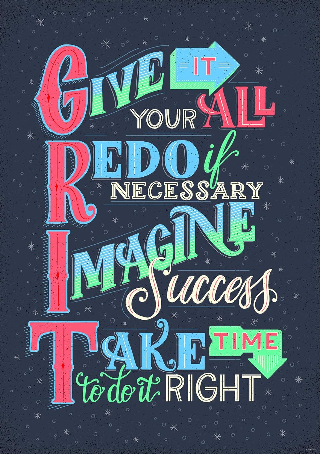 Creative Teaching Press GRIT Inspire U Poster, CTP 8581, Multicolor, 13 x 19