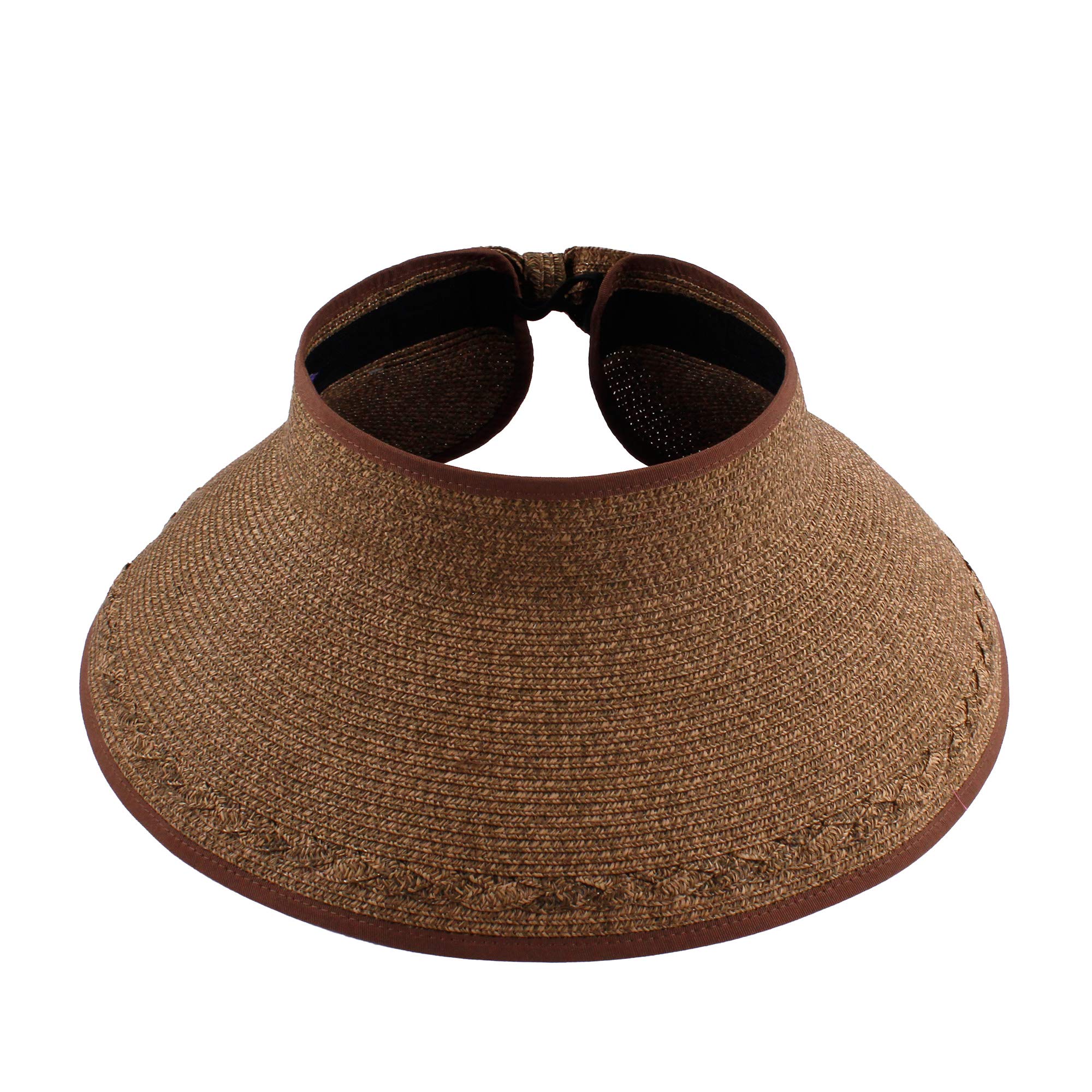 Carnavalife Sombrero Viseras Mujer Verano de Paja Vacío con ala Grande Gorra Pamela de Sol Playa Viaje Vacaciones Adjustable Modelo YY-9