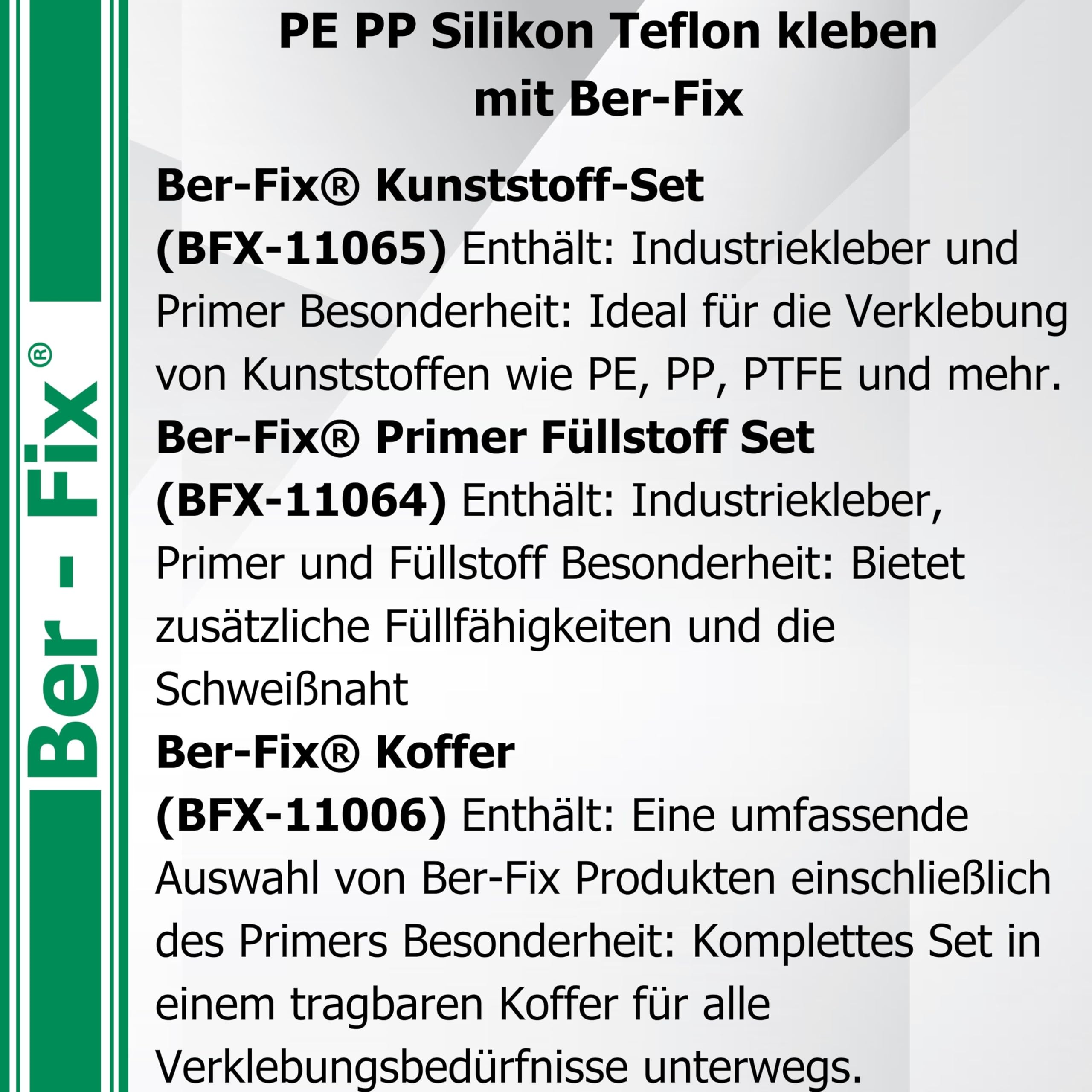 Ber-Fix PE PP PTFE Kunststoffkleber Set Industriebedarf(50g + 15ml) mit