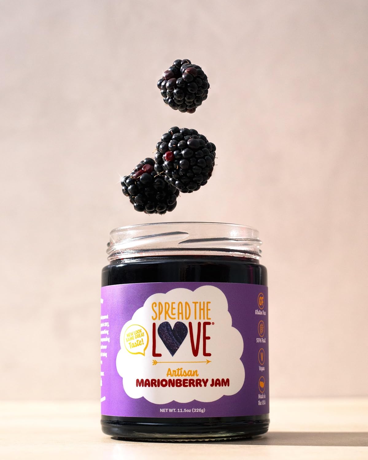 Spread The Love MARIONBERRY Artisan Jam, 11.5 Ounce, All Natural, Vegan, No Preservatives, GMO and Gluten Free, Made in Oregon