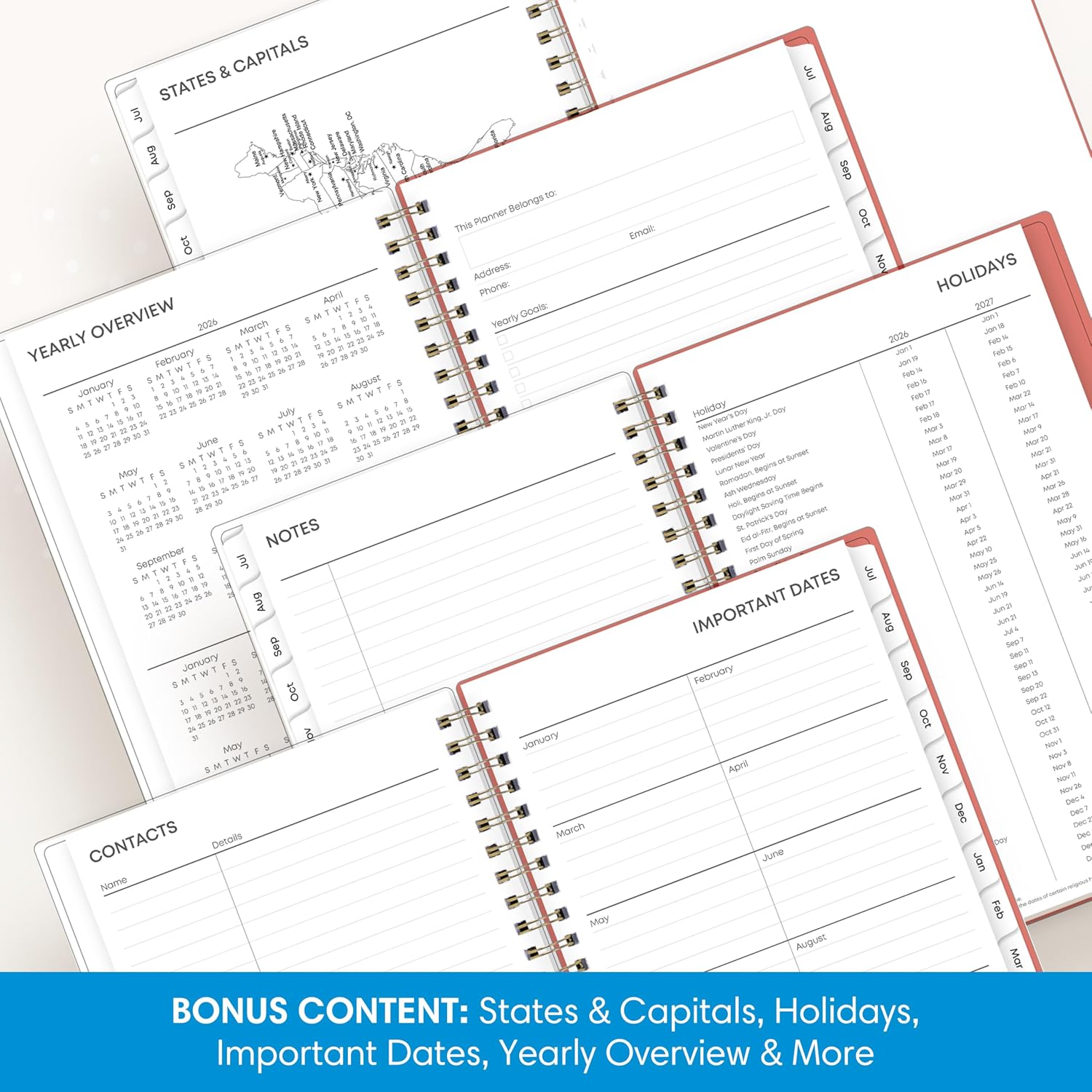 Blue Sky 2026-2027 Weekly & Monthly Academic Planner, 5"x8", Cali Pink image 5