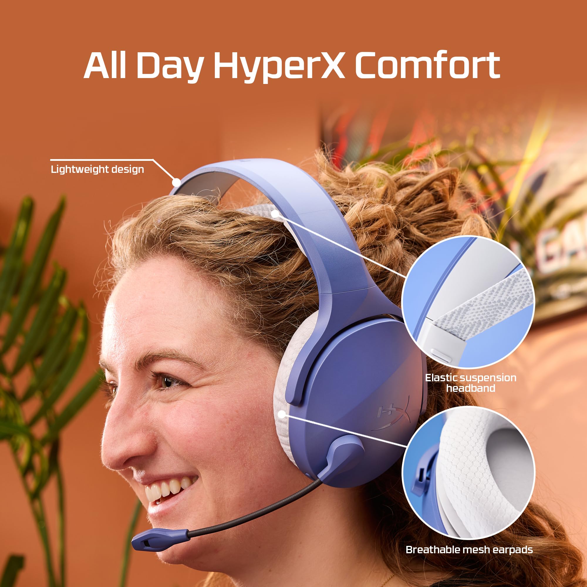 HyperX Cloud Jet – podwójny bezprzewodowy zestaw słuchawkowy do gier, 2,4 GHz i Bluetooth, PC, Mac, PS5, PS4, mobilny, sterownik 40 mm, czas pracy baterii 25 godzin, mikrofon Swivel-to-wyciszenie