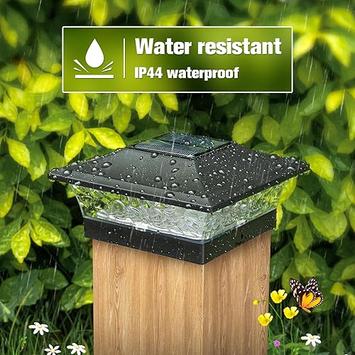 Miniatura 6 de VOLISUN - Faroles solares para postes de 4x46x6, para cercas de maderavinilo, para patiojardín, blanco cálido con 2 modos de iluminación,