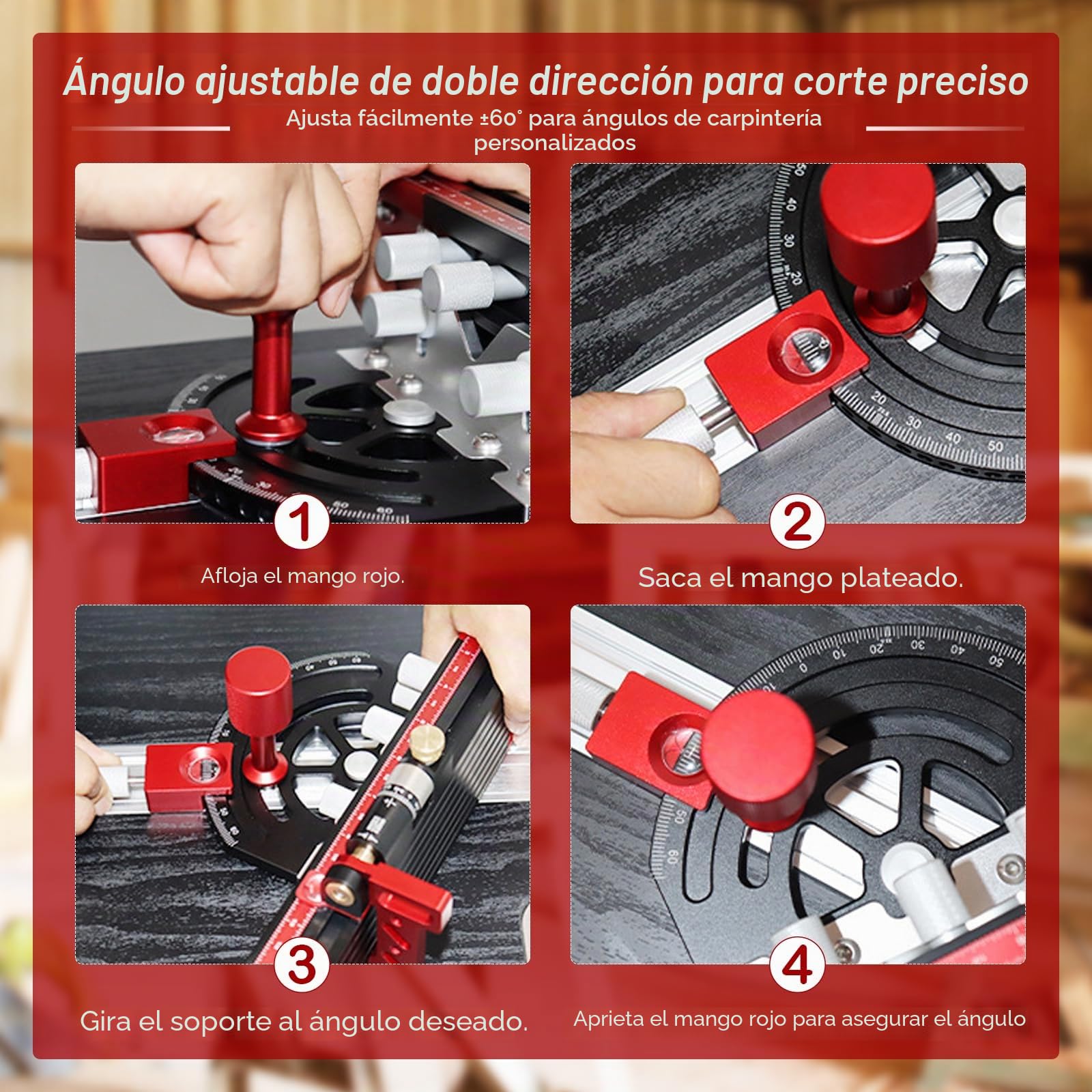 Tope de inglete para sierra de mesa, ajustable de -60° a +60°, con microajuste y parada rápida, barra extensible de 89 cm, compatible con ranura en T de 3/8" x 3/4" para sierra de mesa, sierra de