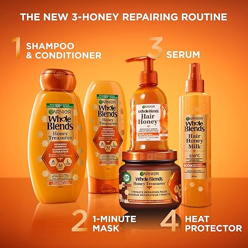 Miniatura 5 de Garnier Whole Blends Repairing Conditioner Honey Treasures, Damaged Hair, 22 fl; oz.