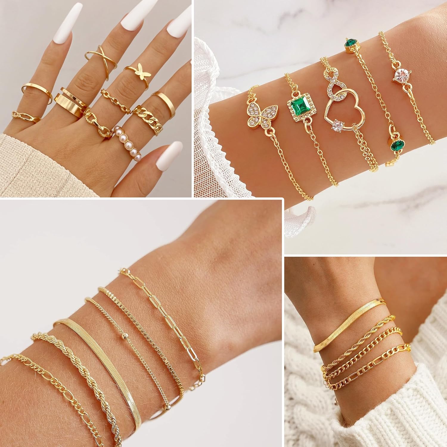 72 Pcs Jewelry Set for Women Costume Jewelry Necklace Bracelet Stackable Rings Earrings Pack for Women - Image 5