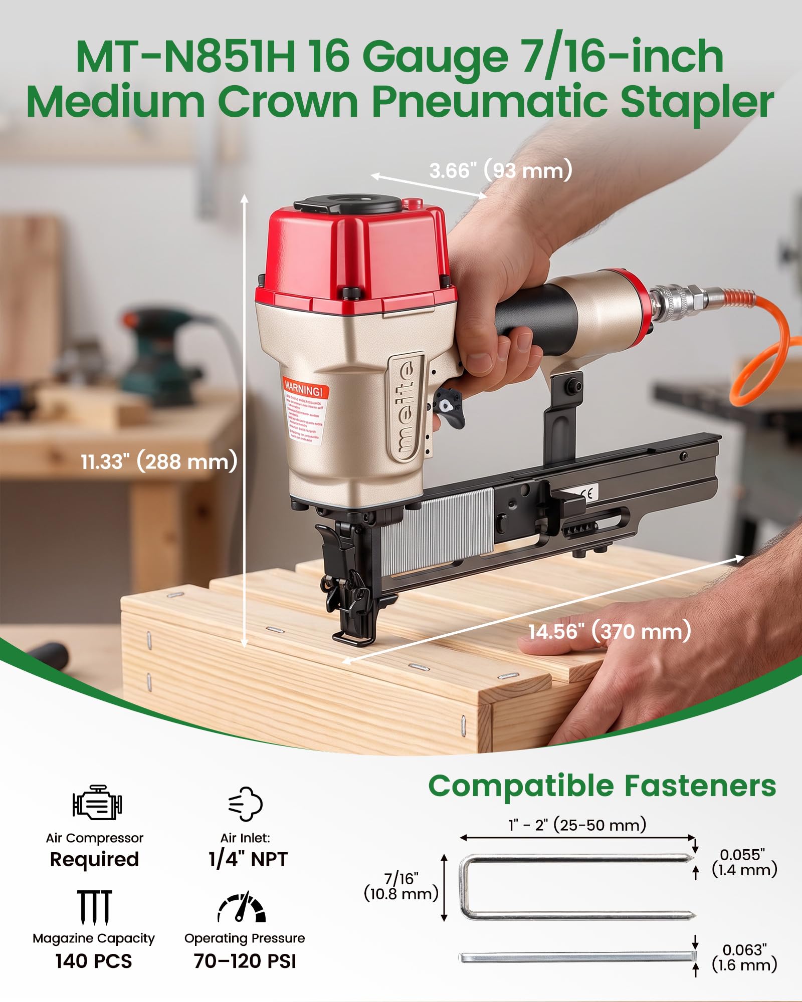 Meite 16 Gauge Pneumatic Stapler - Heavy Duty -2