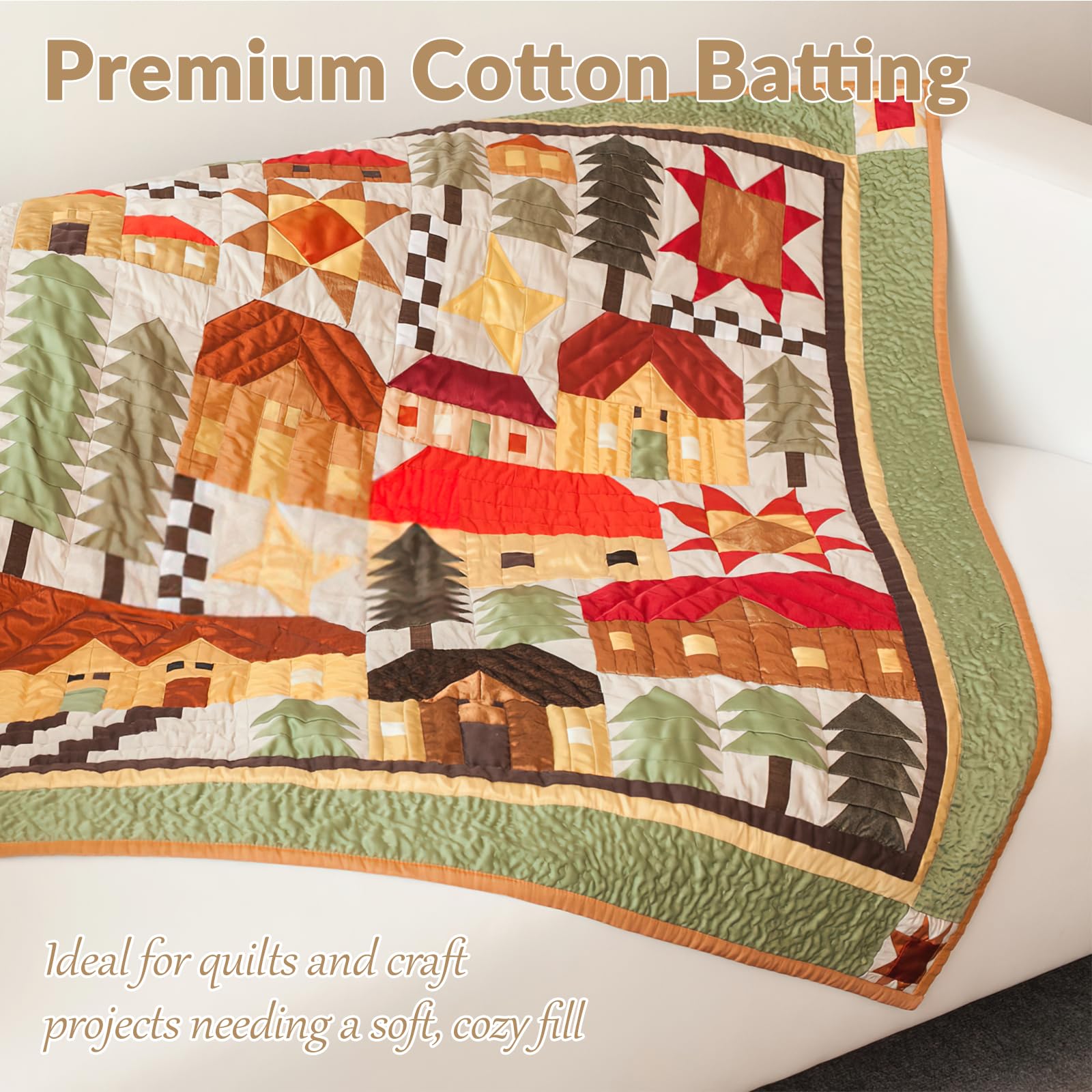 Natural Cotton Quilt Batting - 47" x 59" -7 Natural Cotton Quilt Batting - 47" x 59" -7