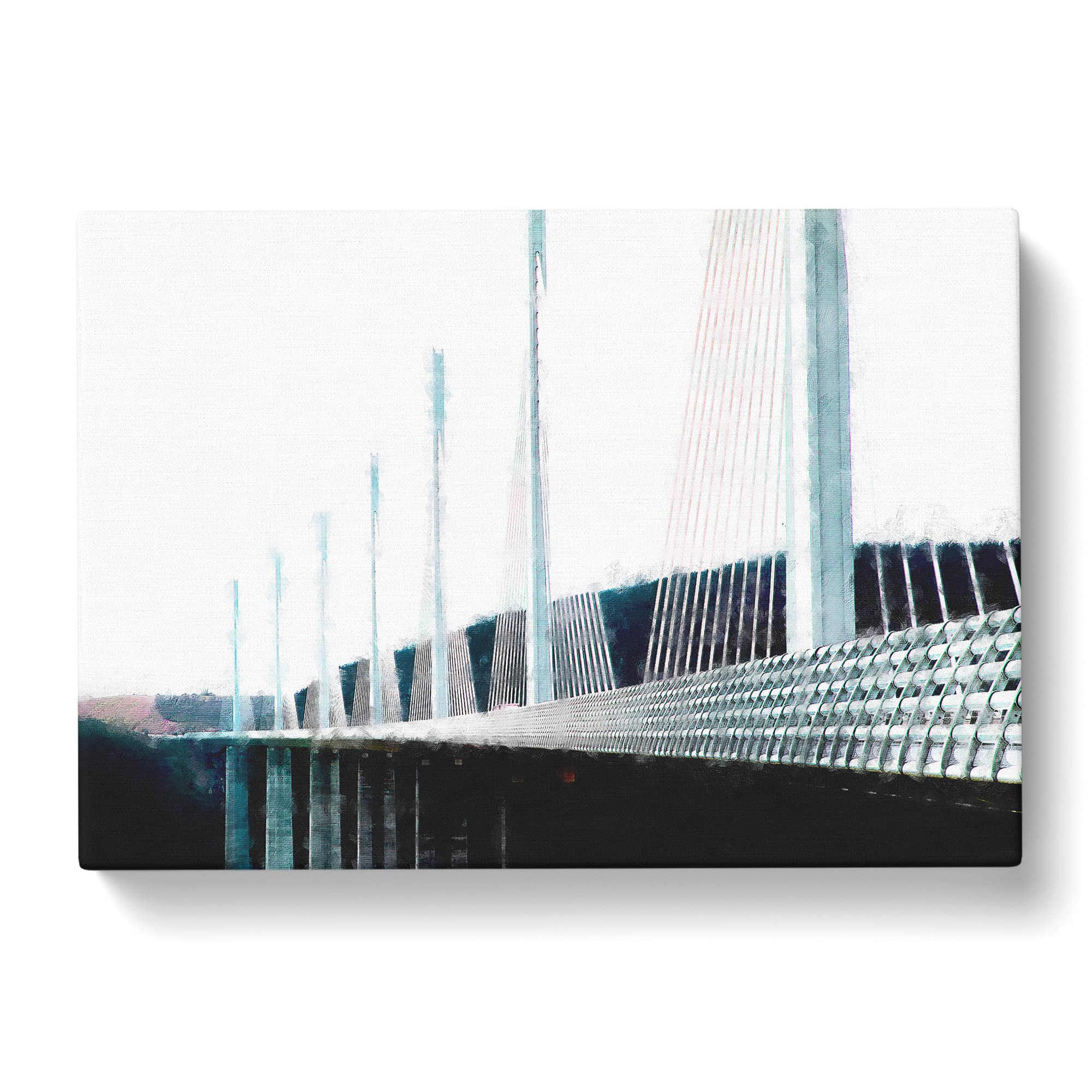 Millau Viaduct Bridge In France Canvas Print, Mixed, 25L x 50W cm - Image 2