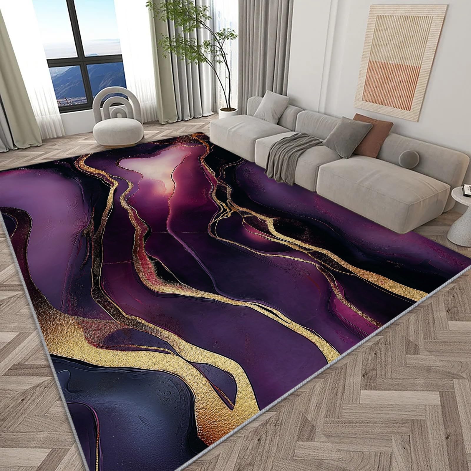 Tapis violet marbré ultra doux pour sublimer la chambre des enfants