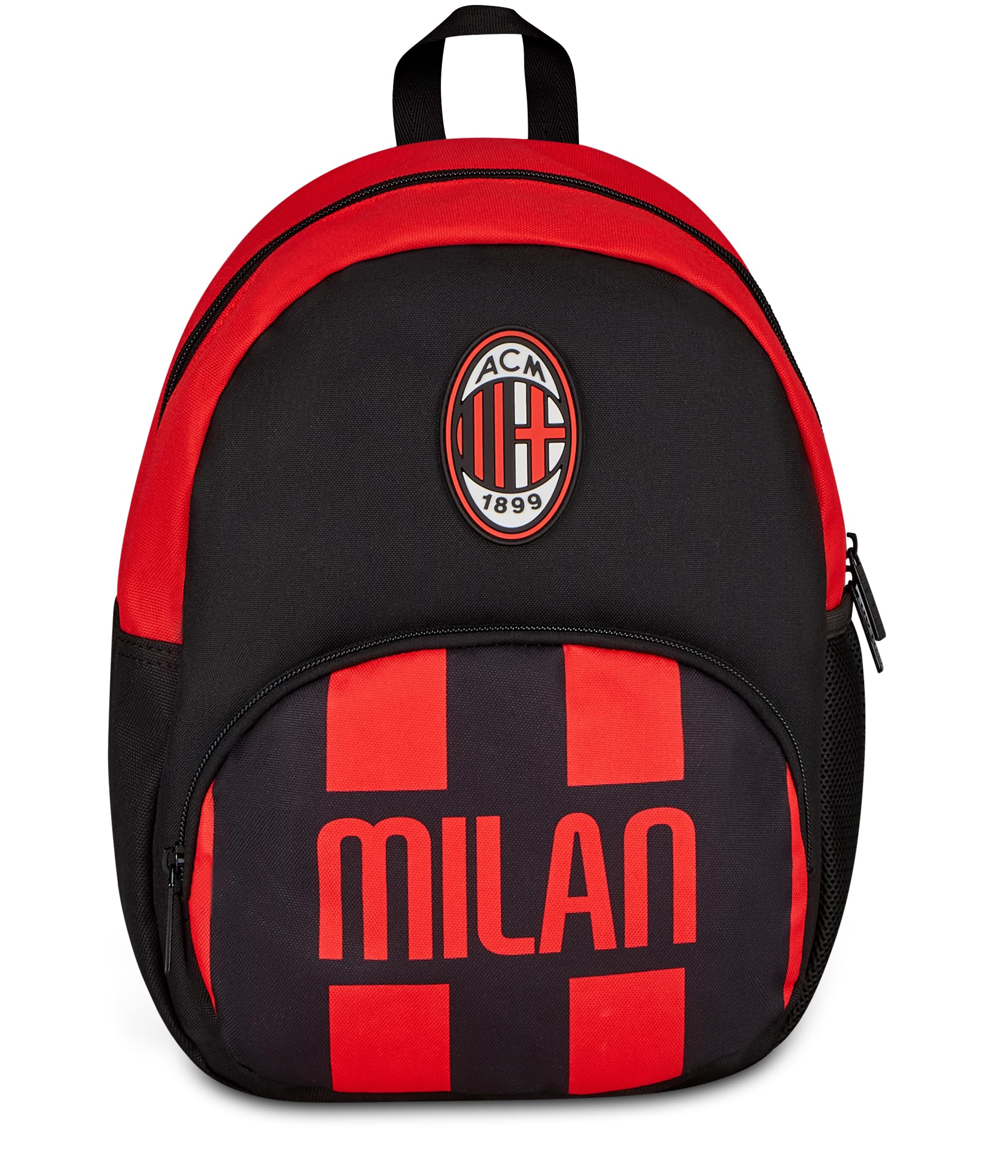 Seven Zaino Small Milan, Nero, 14 L, Zainetto monoscomparto, Tasca frontale, Tasca laterale portaborraccia, Scuola, Asilo, Tempo libero, Bambini, Ragazzi e adulti, Calcio, Prodotto ufficiale