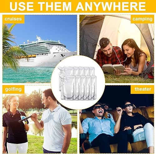 Miniatura 5 de Meanplan 100 bolsas de plástico para frascos a granel, bolsas de plástico reutilizables a prueba de fugas, bolsas de jugo con embudo para viajes,