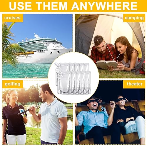 Miniatura 5 de Meanplan 200 bolsas de plástico reutilizables, bolsas de plástico ocultas a granel con embudo, bolsas a prueba de fugas, bolsas de jugo, recipientes