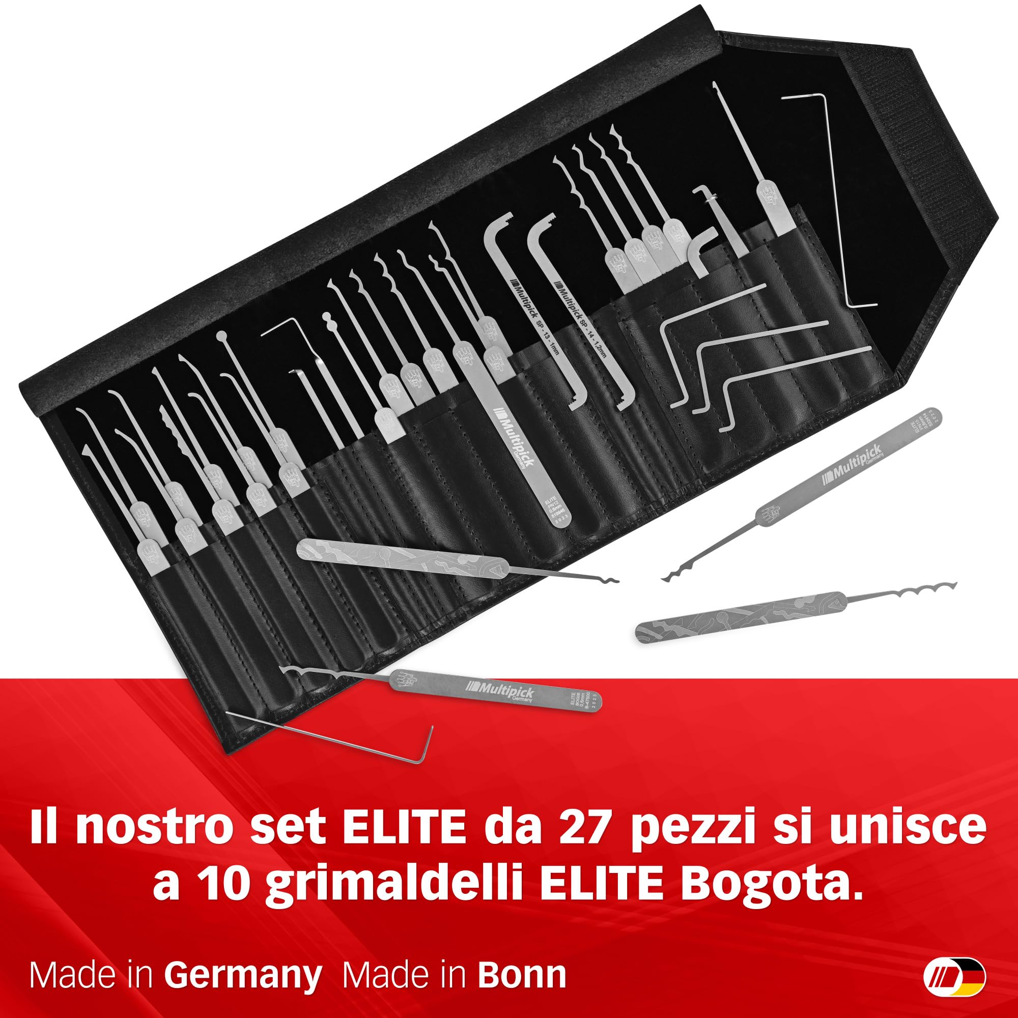 Set Grimaldelli Multipick 5 Pezzi - 15,20,25,30,35 Mm Per Aprire Serrature, Professionale - Foto 12
