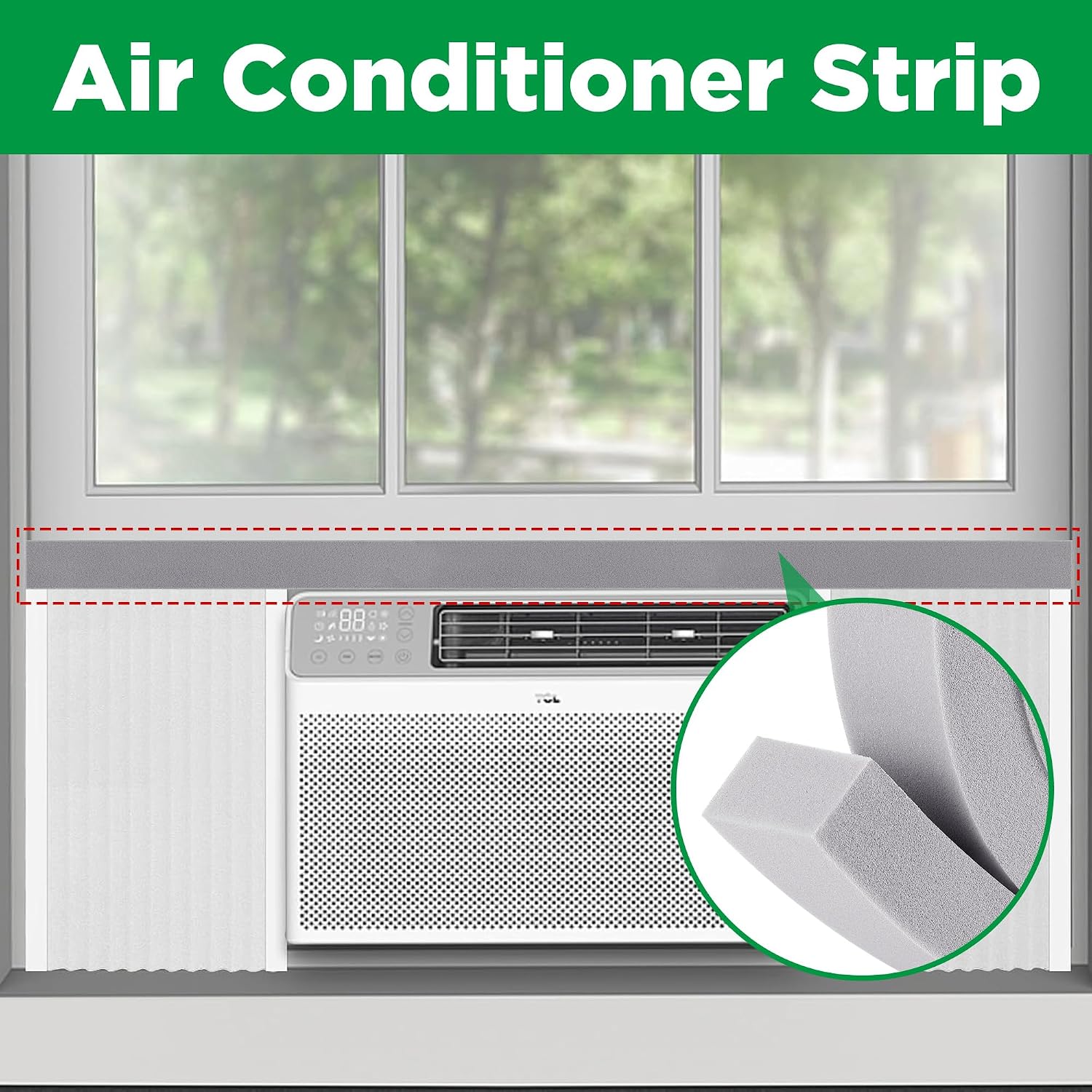 Tlswshsy 3 PCS Air Conditioner Foam Tape - 2 x 1 inch x 6.5 Ft AC Foam Weather Stripping- Non-Adhesive Foam Seal Strip with Glue Point for Air Conditioner Door Window Seal, grey-3pcs