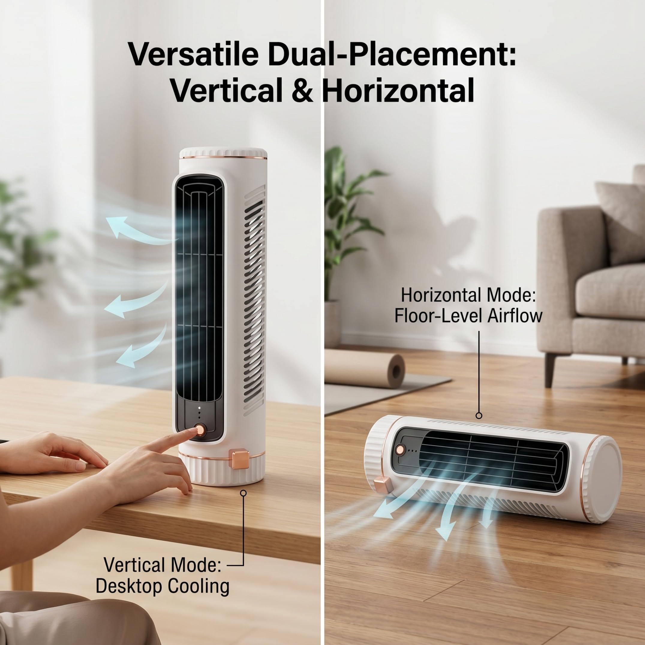 Condizionatore a torre, mini ventilatore a torre portatile senza lama CA, circolazione dell'aria 3D, mini unità CA con funzionamento silenzioso per camera da letto, condizionatore bianco