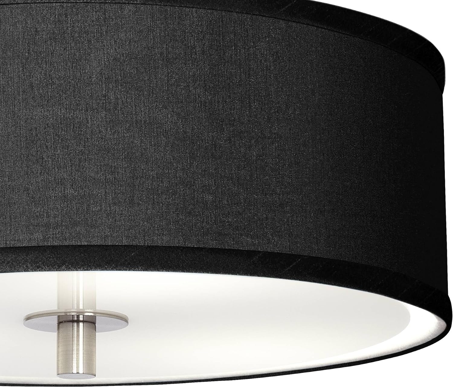 Possini Euro Design Modern Ceiling Light Semi Flush-Mount Fixture 14" Wide Brushed Nickel Textured Black Faux Silk Drum Shade for Bedroom Kitchen Living Room Hallway Dining Bathroom Schoolhouse