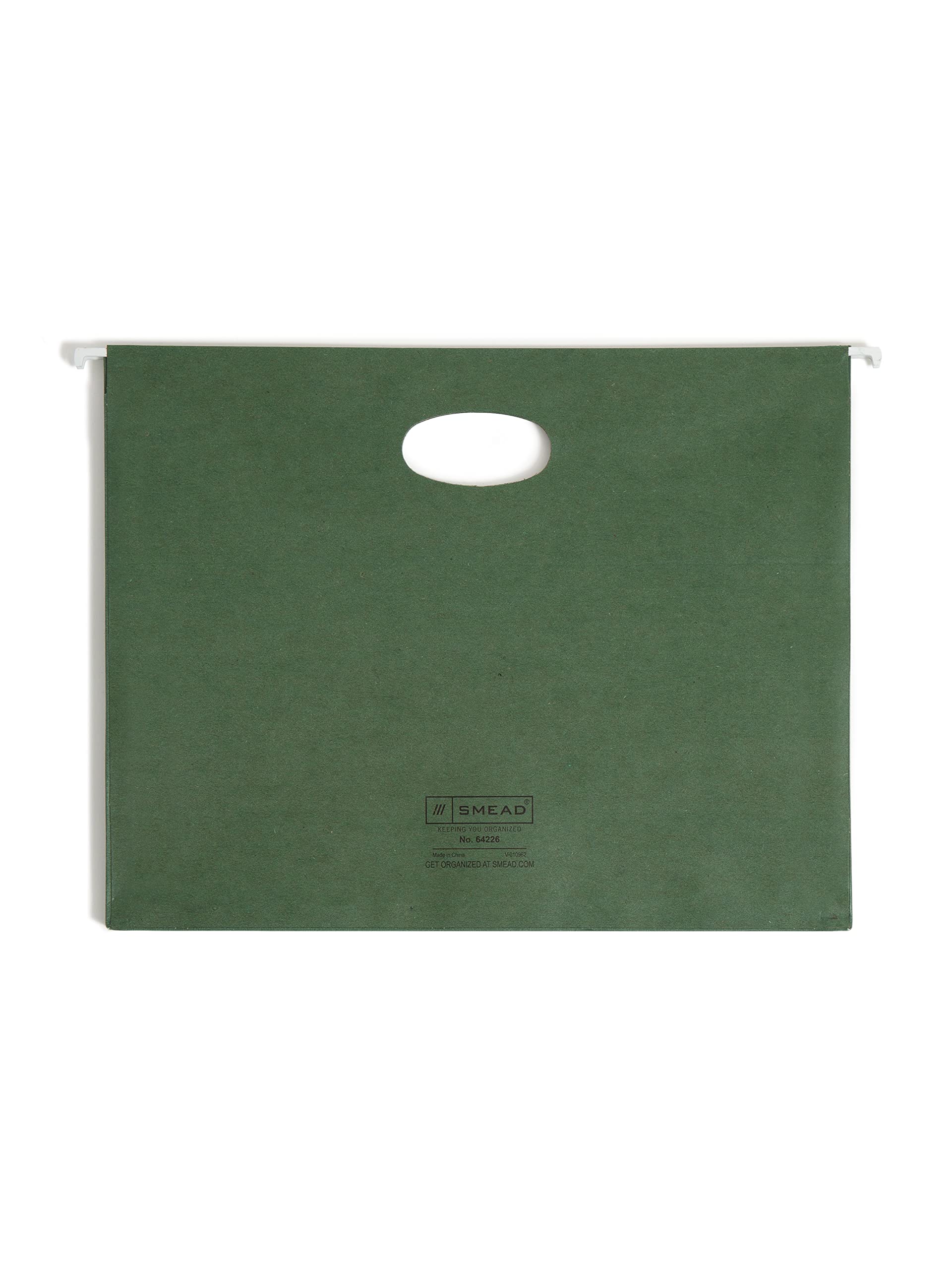 Smead Borsa sospesa riciclata al 100% con tassello continuo, estensione di 8,9 cm, dimensione della lettera, verde standard, 10 per scatola (64226)