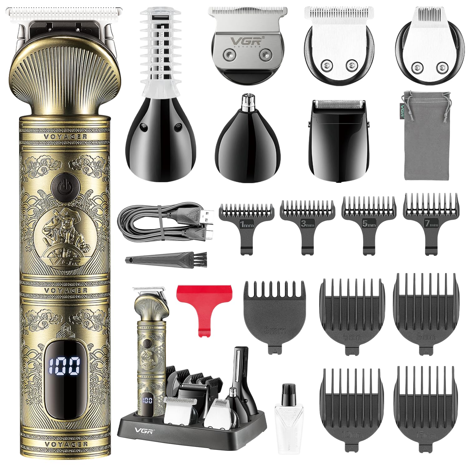 VGR V-106 Professional 6in1 Grooming Kit with LED Display Trimmer 180 