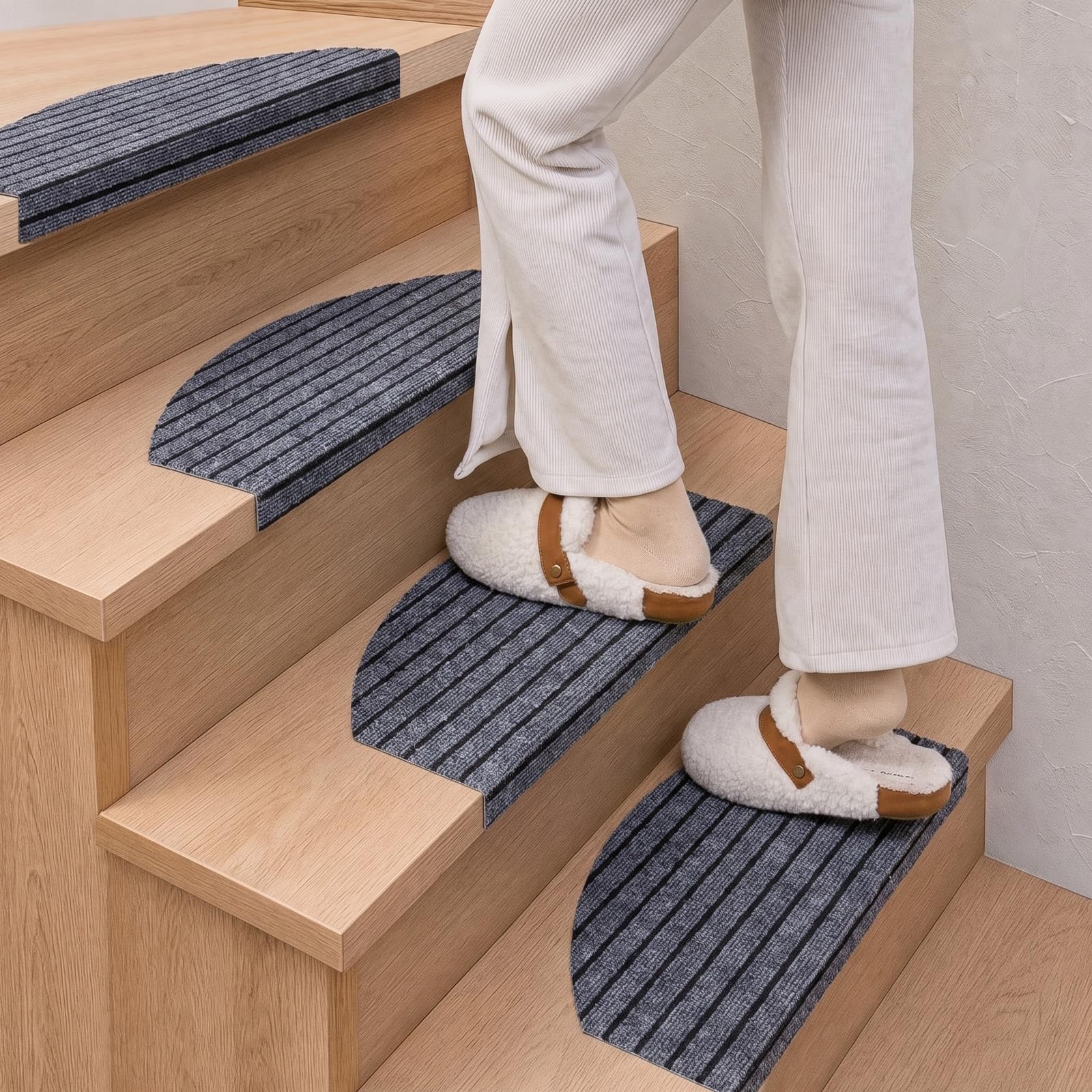 Lot de 15 tapis d'escalier semi-ronds - 60 x 24 cm