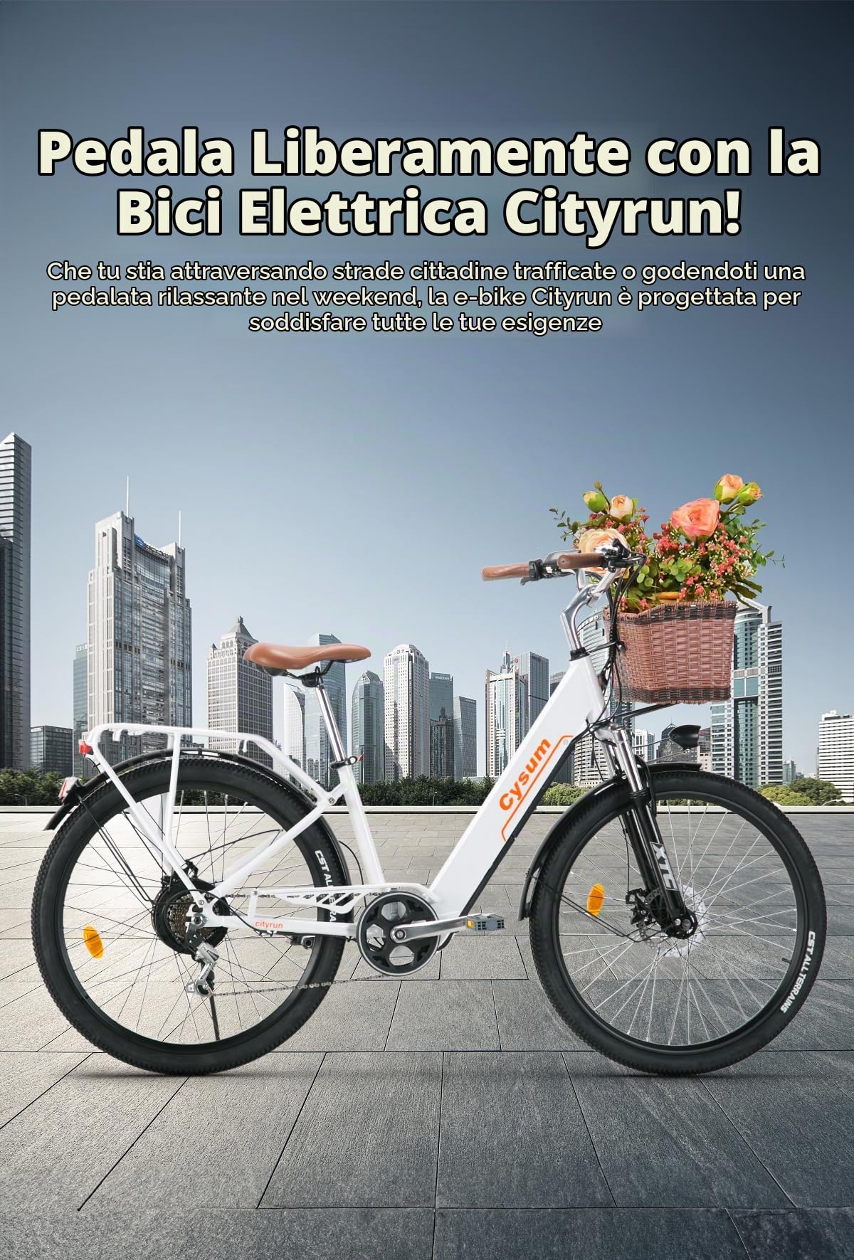 bici elettrica donna 26 pollici bicicletta elettrica donna batteria 36V autonomia 80km bici elettrica pedalata assistita cambio 7 velocità freni a disco (Bianco)