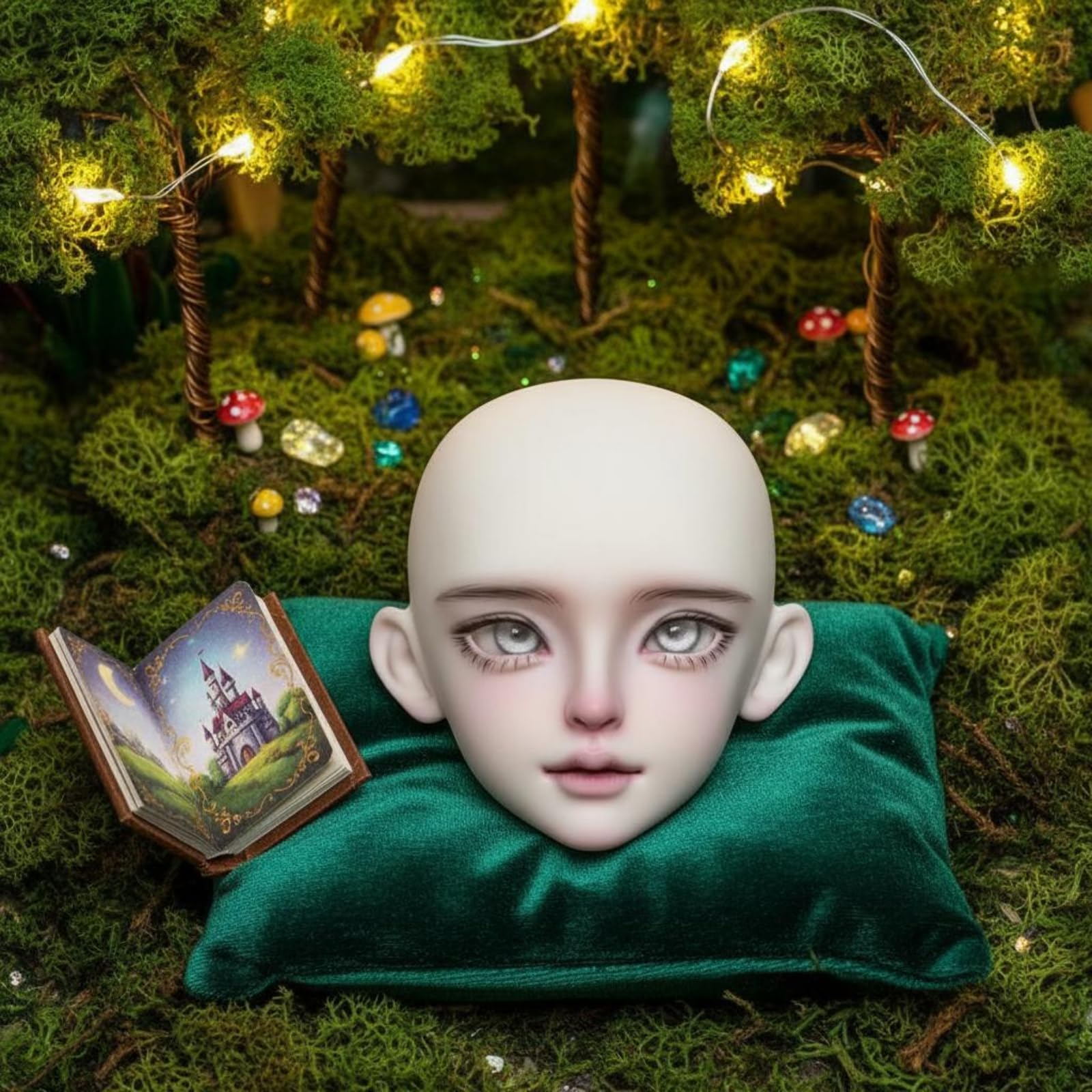 Bjd Puppe Figur Modell Sammlerfigur Ball Gelenk Puppe Spielzeugfigur Resin Material Ausdrucksstark Gelenkig für Vitrine, V-weiß, Einzelkopf D-Gesichtsbemalung