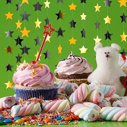 Miniatura 77 de Patelai Guirnalda de estrellas con purpurina decorativa de 130 pies para colgar en banderines de estrellas, telón de fondo para regreso a casa, Rojo