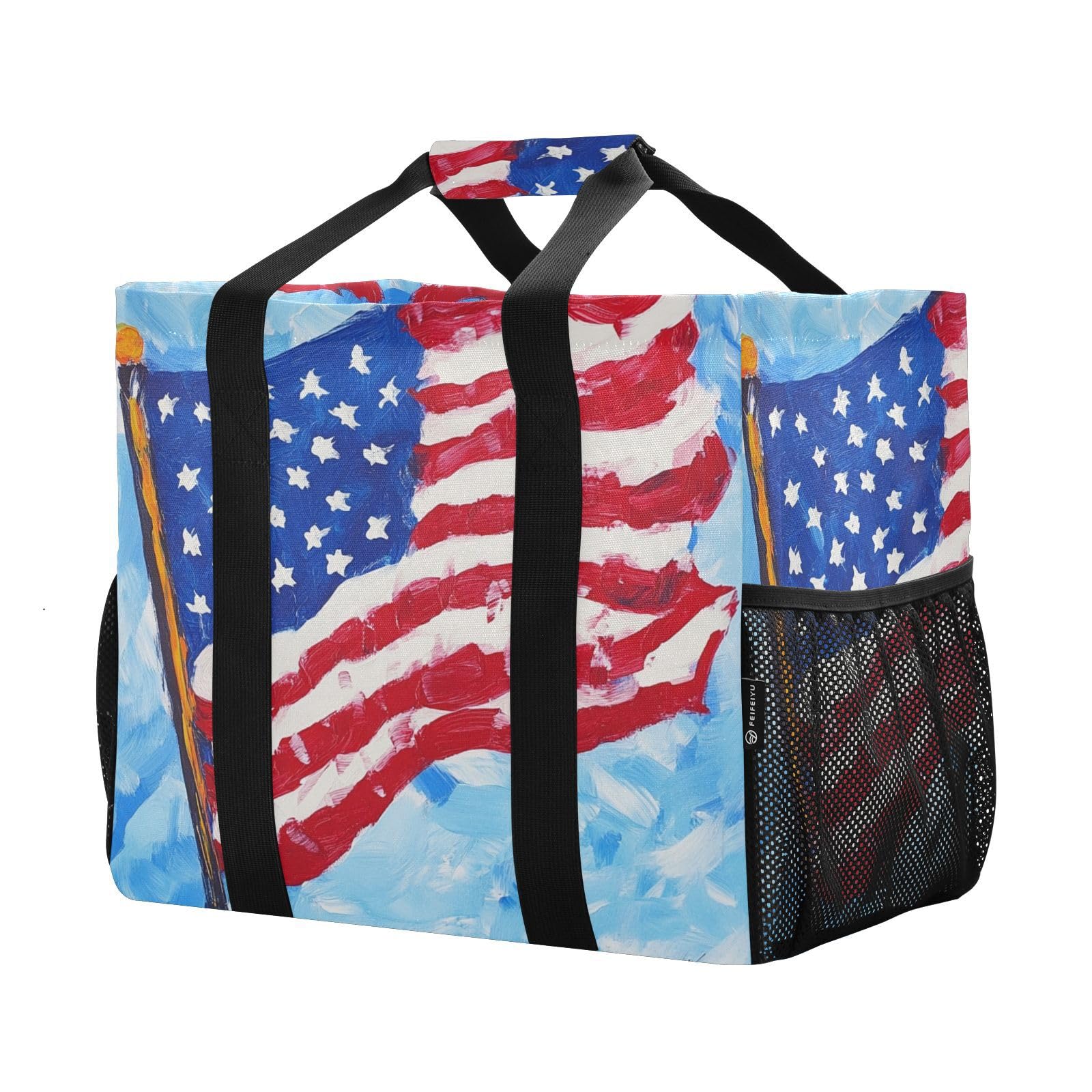 KLUVIO Reusable Grocery Bags, Foldable Shopping Bags with Carrying Handles Reinforced Bottom Durable Oxford Fabric, Extra Large Utility Tote Bag for