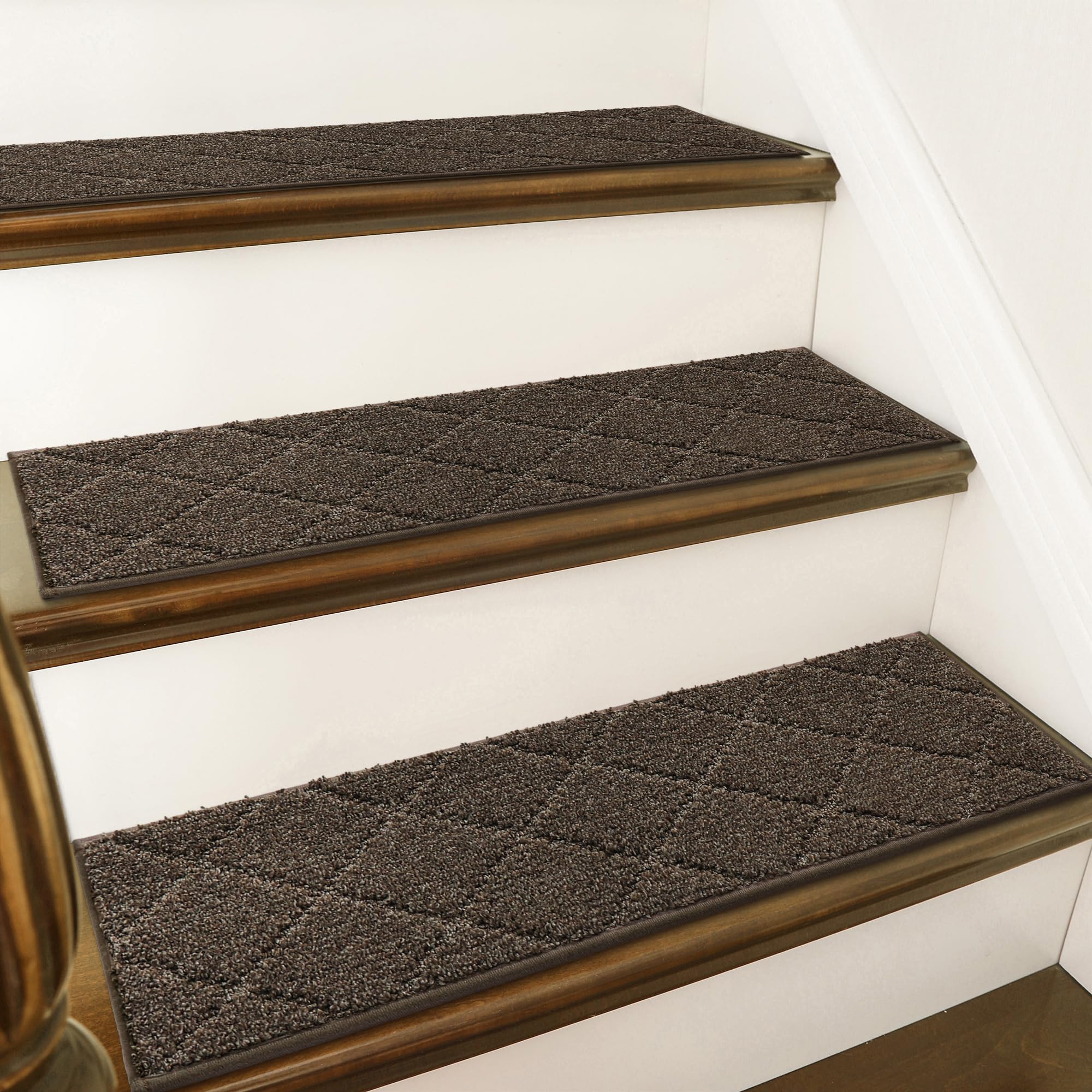 COSY HOMEER Carpet Stair Treads for Wooden Steps Non Slip 9"x28",12pc,Brown