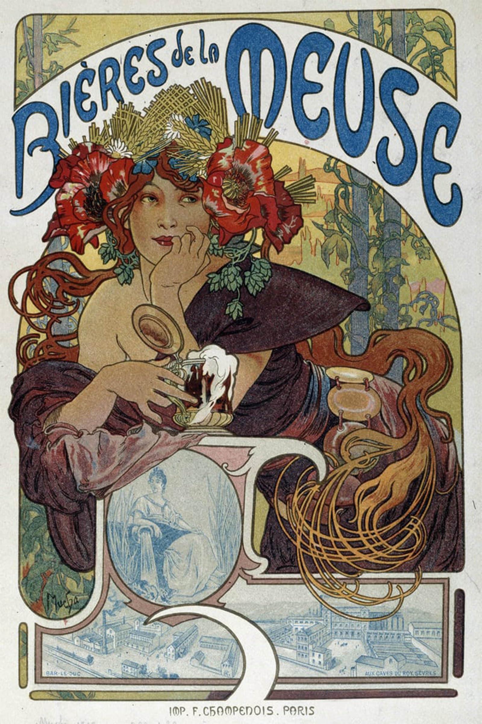 SERENDIPITP Abstract Painting Mural Print Picture Wall Decor Painting the Sorceress by Alphonse Mucha Vintage Wall Artwork for Home Decor 60x90cm