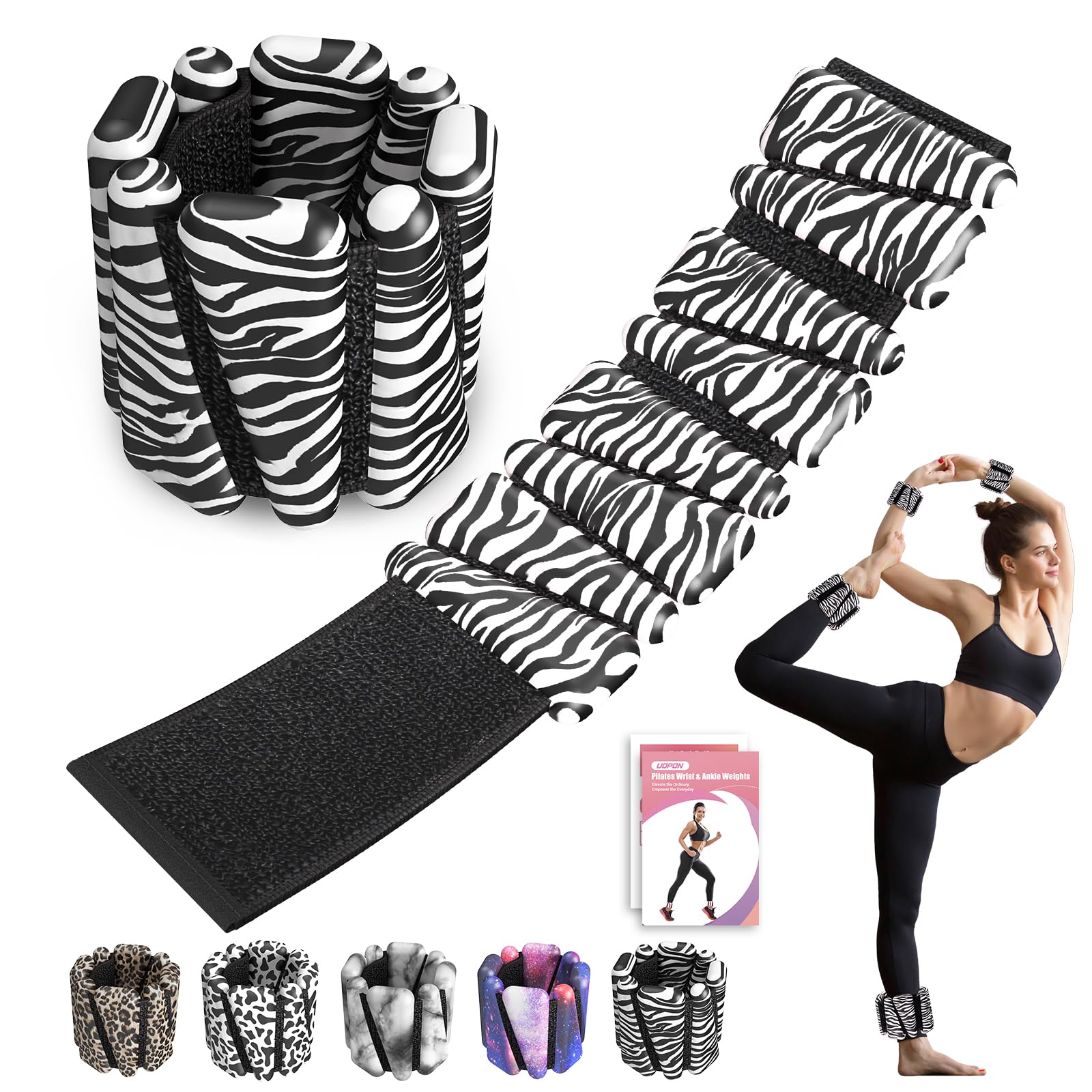 Wrist Ankle Weights for Women Set of 2, Adjustable Silicone Weighted Bangles, Wearable Ultra-durable Strips Weight Bracelet 2 lbs/4 lbs for Yoga,